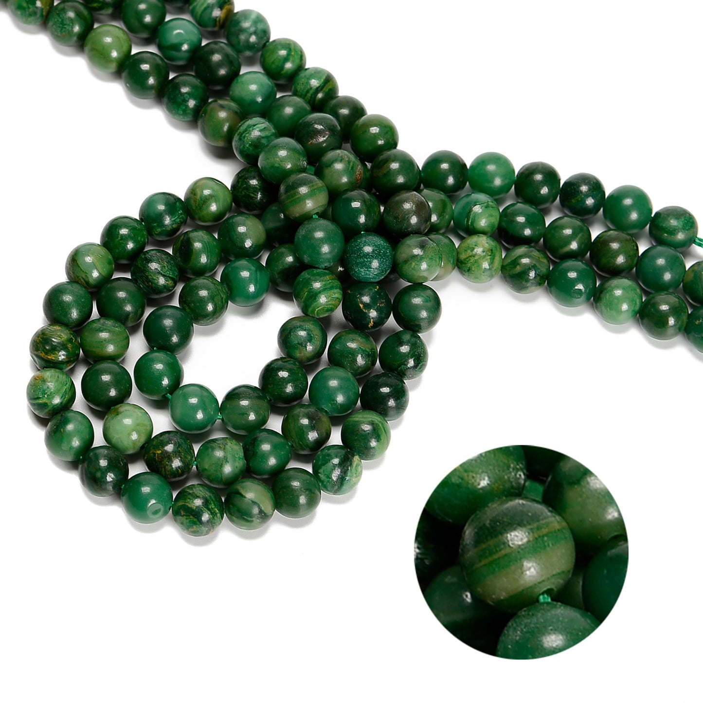 47Pcs 8mm African Emerald Jade Beads Natural Round Loose Real Stone Beads Gemstone Genuine for DIY Hand Made Craft Jewelry Bracelet Earring Necklace String Making Energy Healing Power