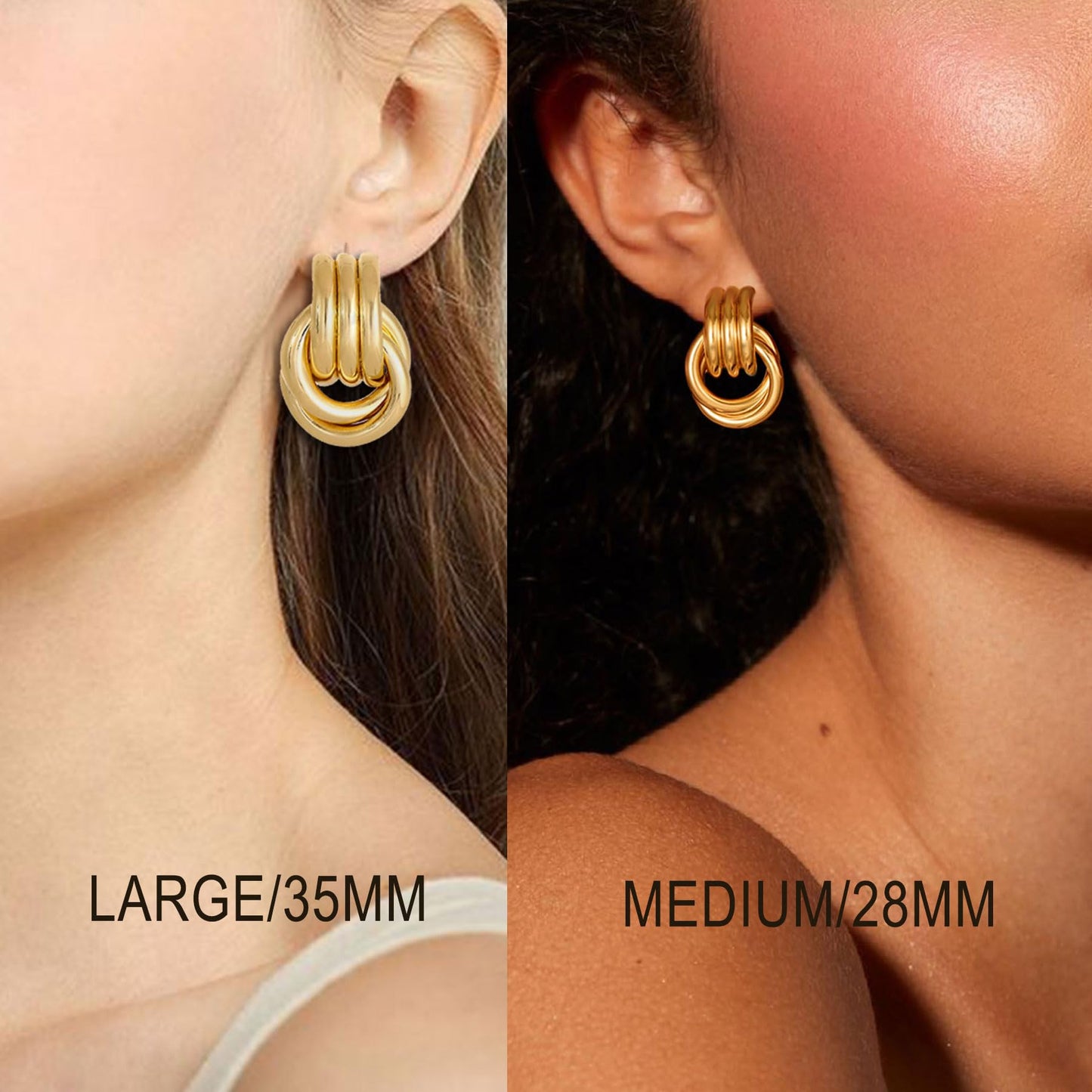 Gold Plated Knot Earrings for Women Chunky Gold Drop Dangle Earring Trendy Golden Knotted Link Earring Jewelry