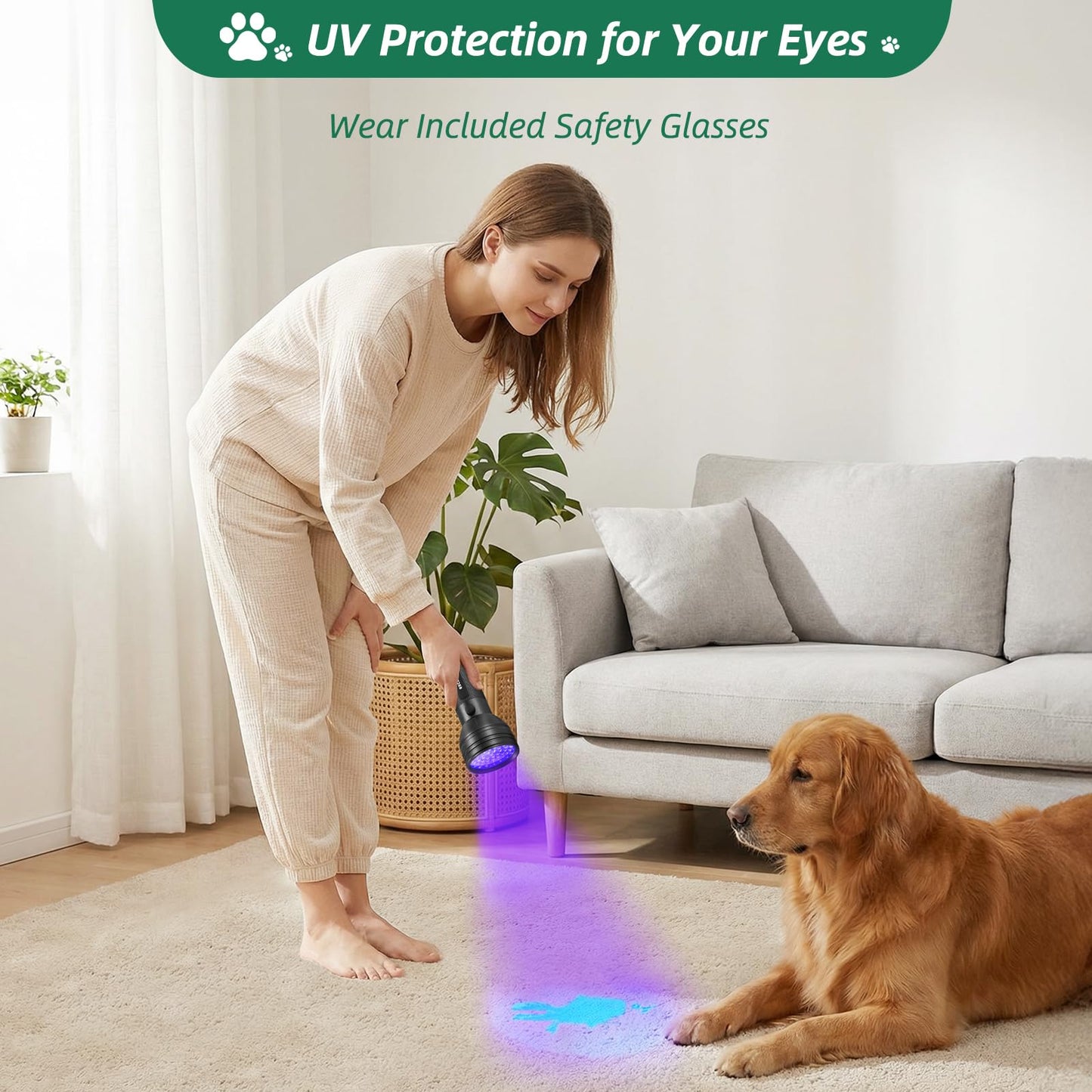 ESCO LITE UV Flashlight Black Light, 51 LED 395 nM Ultraviolet Blacklight Detector for Dog Urine, Pet Stains and Bed Bug