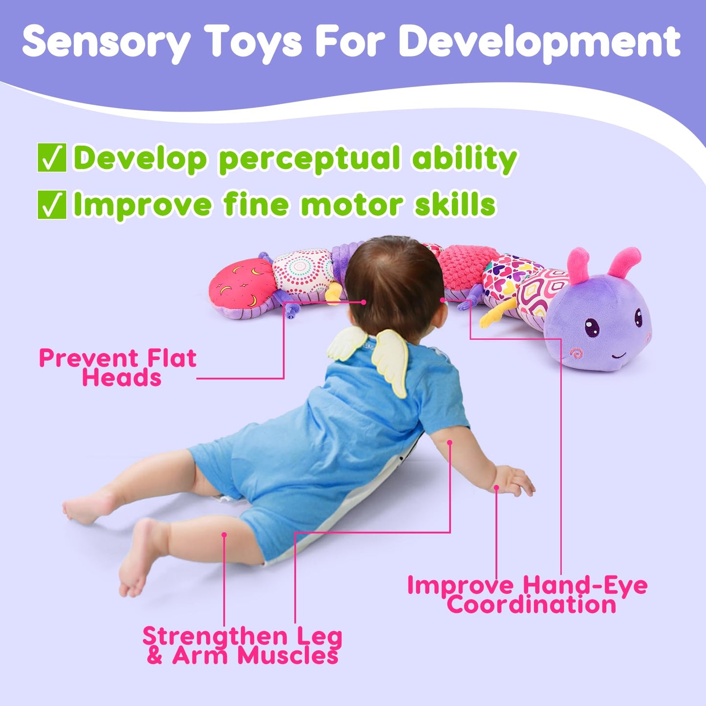 Baby Sensory Caterpillar Tummy Time Mat Toys