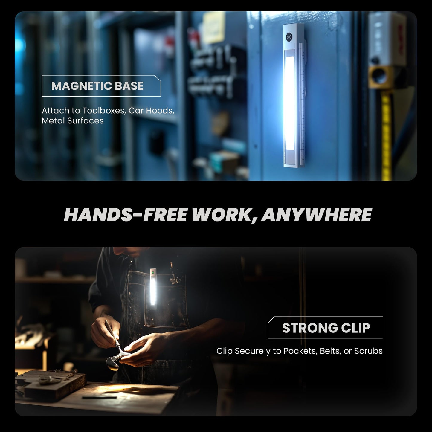 EGUKU Rechargeable Pen Light, 800 Lumen Pen Flashlights with COB Work Light, Portable LED Pocket Flashlight with 6 Light Modes, Clip Flashlight with Magnetic Base for Inspection, Work, Repair