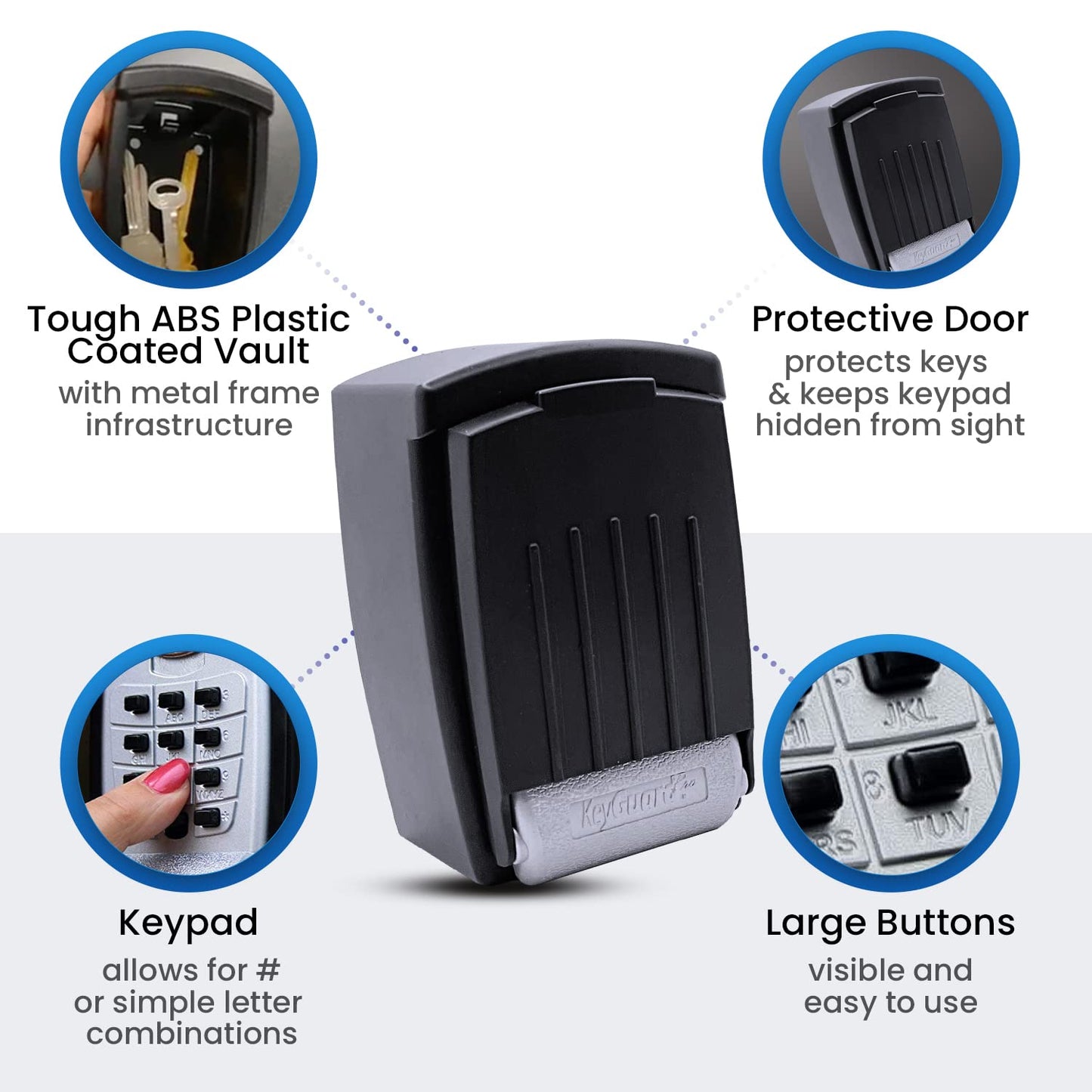 KeyGuard SL-590 Punch Button Key Storage Wall Mount Lock Box, Black Finish