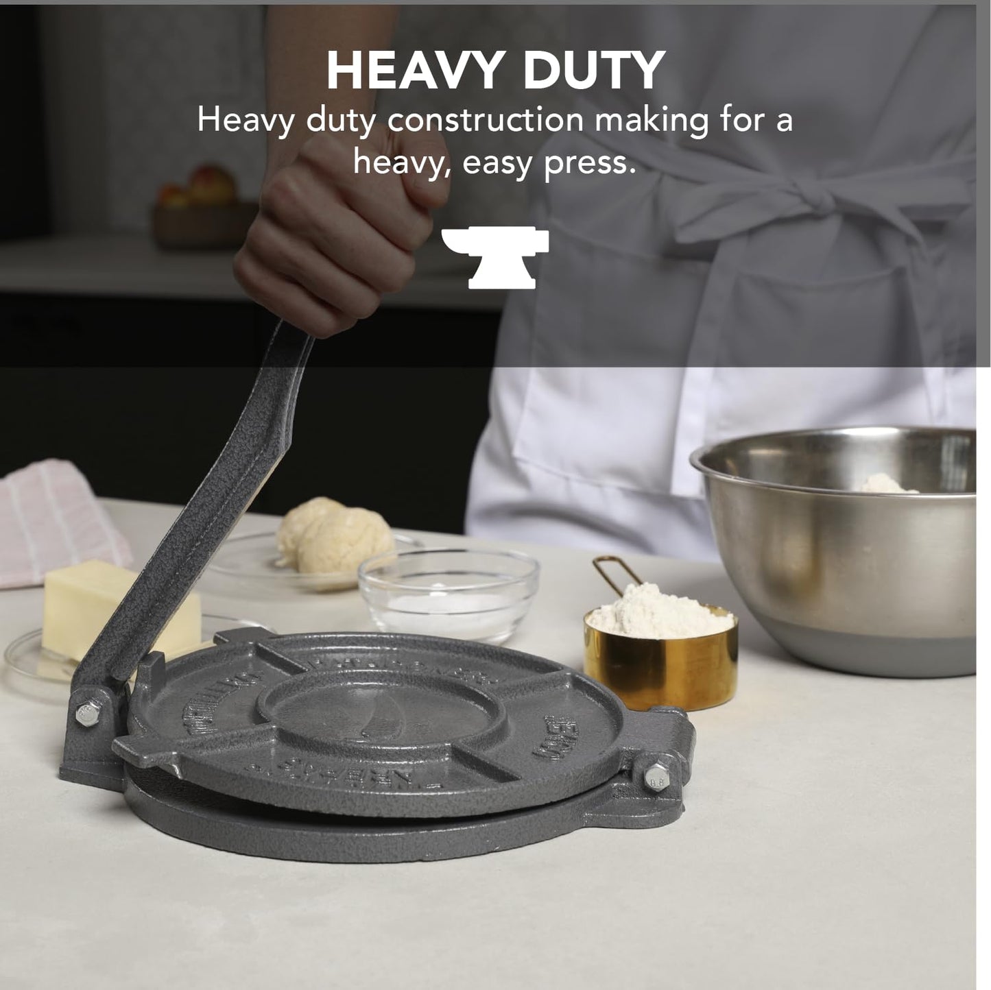 Alpha Living Tortilla Press – 8 Inch Cast Iron Quesadilla Maker – Heavy Duty Empanada Maker Press – Cast Iron Tortilla Maker for Kitchen, Home Use