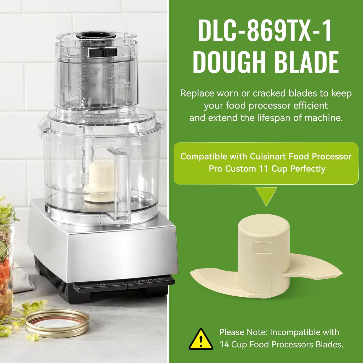 DLC-869TX-1 Dough Blade for Cuisinart Food Processor Pro Custom 11 Replacement Parts, Food Processor Blade Fits for Cuisinart DLC-8S, DFP-11, DLC-2011, DLC-3011, EV-11PC6, EV-11PC7 & EV-11PC8 Only