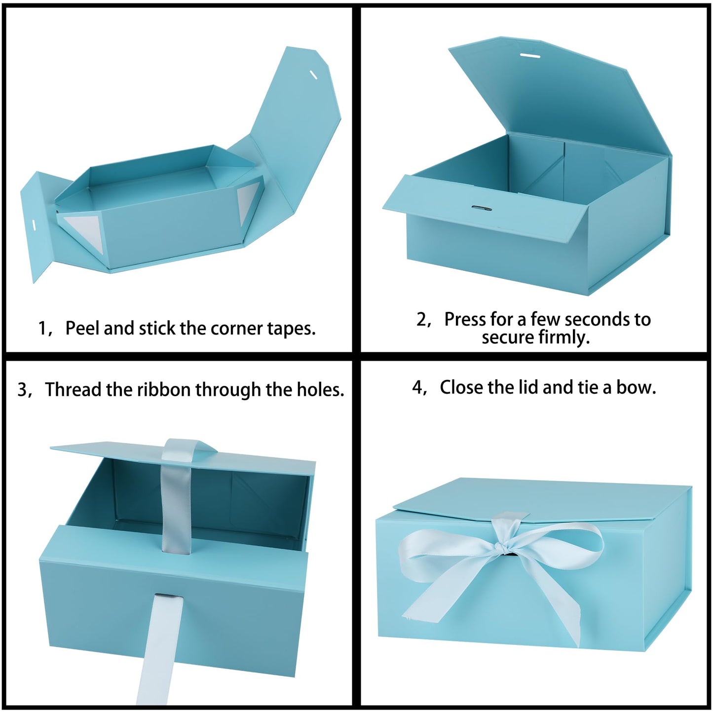 OEMVALATY 8-Pack Gift Boxes,10x7.3x3.5 Inch Magnetic Gift Boxes with Lids for Presents,Blue with Ribbon, Bridesmaid Proposal Box for Wedding, Storage, Birthday