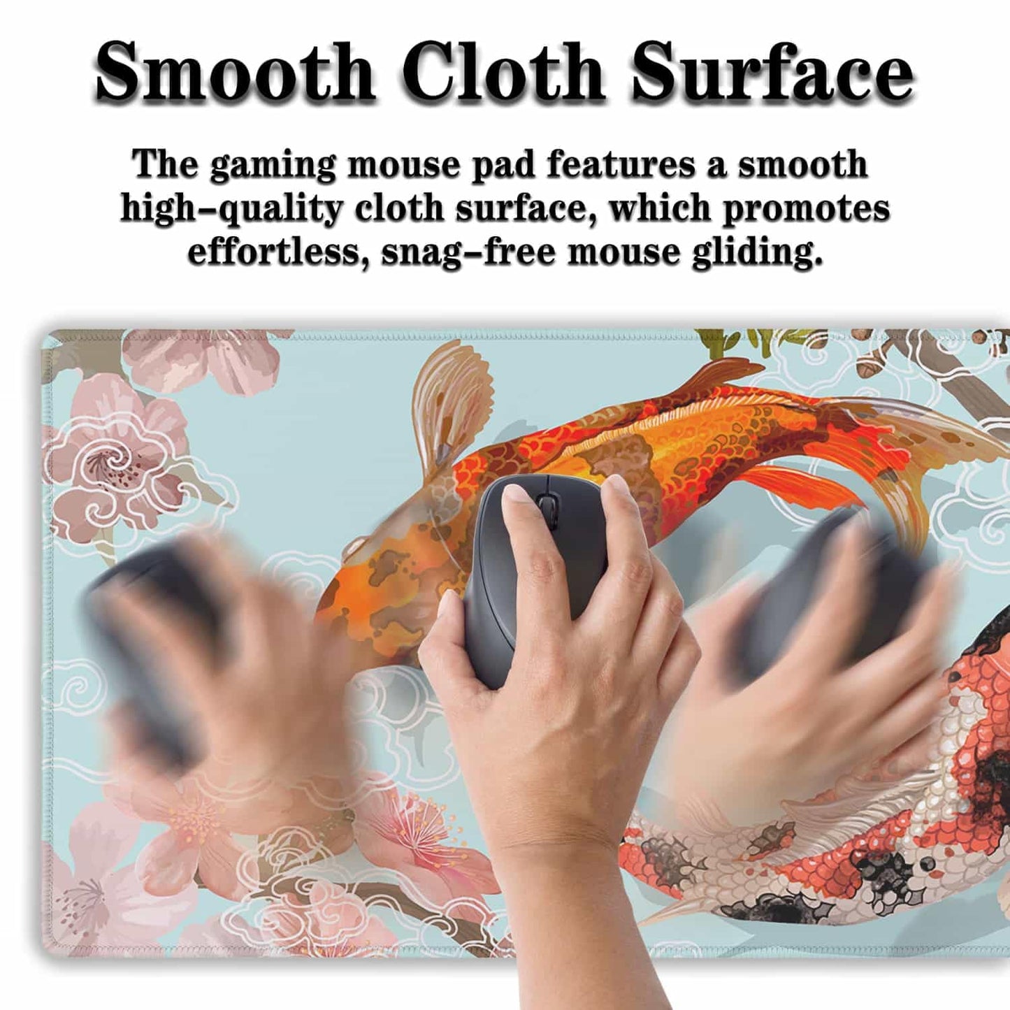 Samgula XXL Mouse Pad, Gaming Mousepads Desktop Mats, Extra Large Desk Pad Non-Slip Rubber Base Waterproof with Stitched Edges, 35.4 X 15.7 inch for Work/Game/Office/Home Japanese Traditional Fish