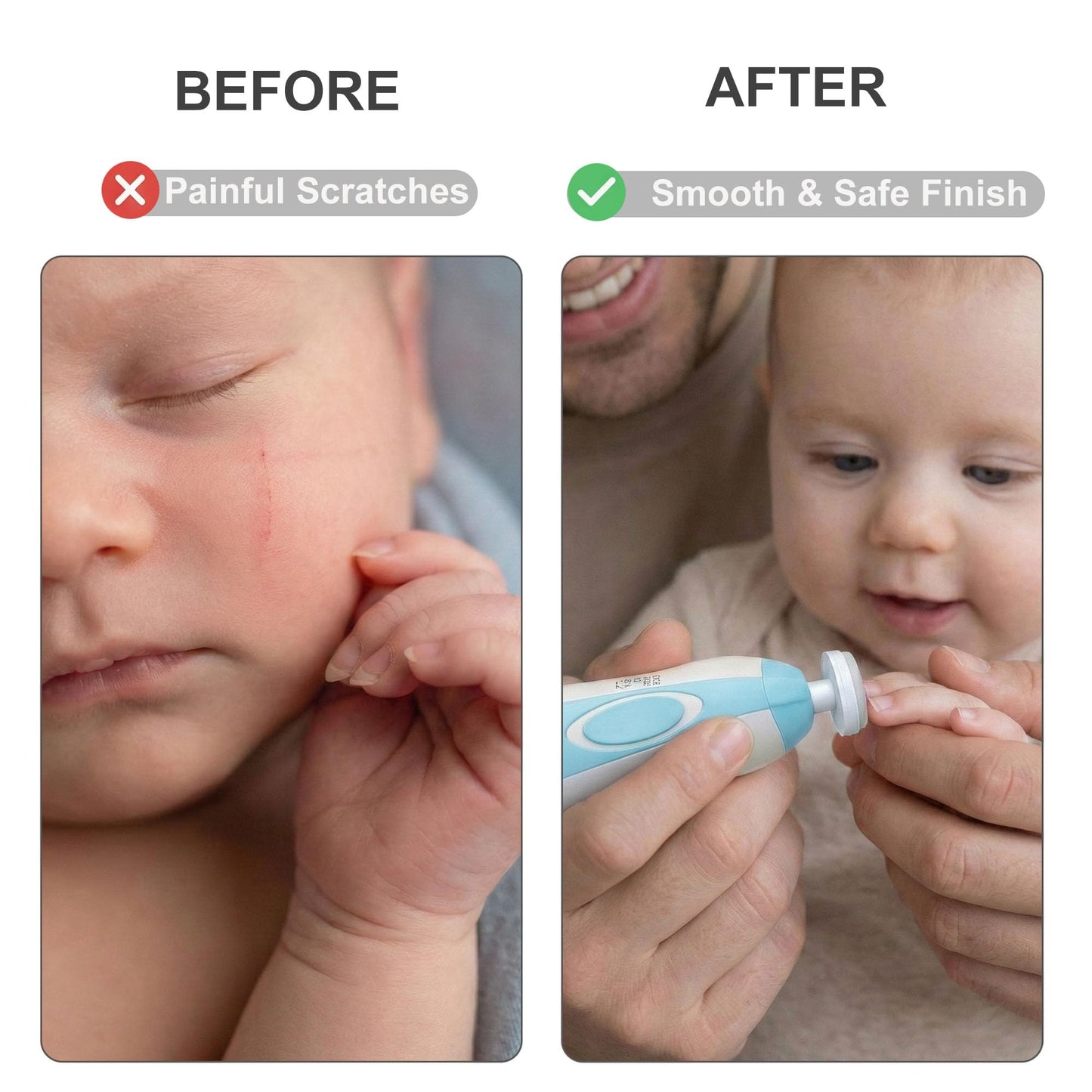 Fansidi Baby Nail Trimmer Electric, Easy & Safe Nail File for Newborn Infant Toddler, Whisper-Quiet Nighttime Use, 4-Stage Age-Matched Grinding Heads, LED Light, 18-Piece Kit, Blue, Baby Shower Gift