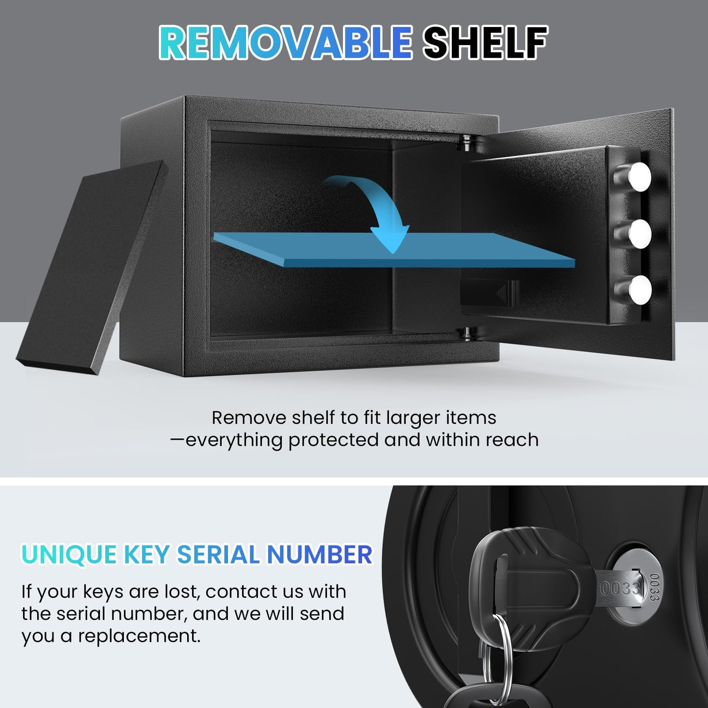 Mitlvge 0.9 Cuft Small Safe Box, Money Safe with Removable Shelf, Fireproof Waterproof Bag and Programmable Keypad, Home Safe with Smart Alert and Wall Mount Kits for Money, Jewelry and Documents