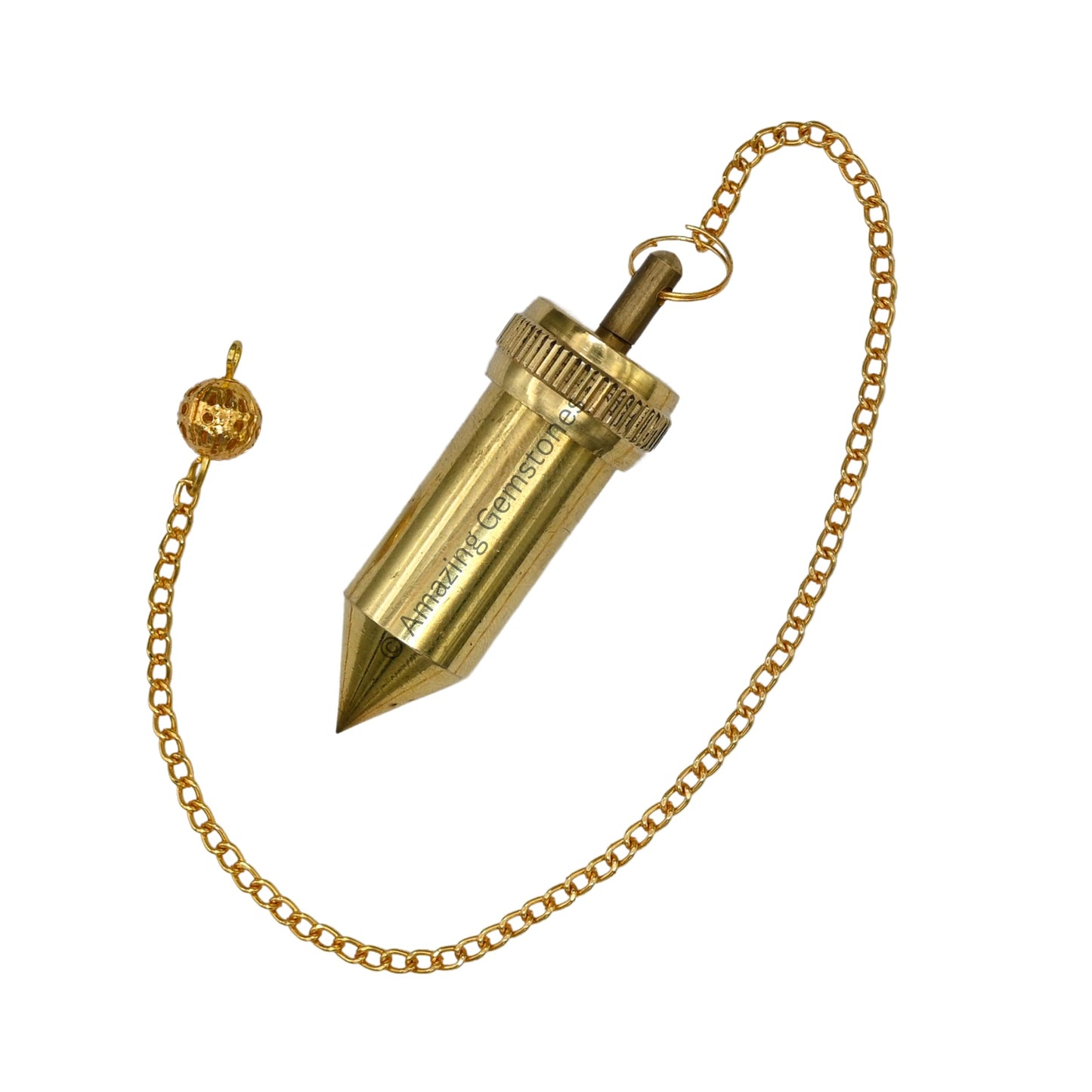 Amazing Gemstone Healing Metal Pendulums for Divination, Gold 3 Piece Open Chamber Pointed Bullet Steel Copper Pendulum High Energy Pendulo de Bronce Pendulos de Mesa MP75