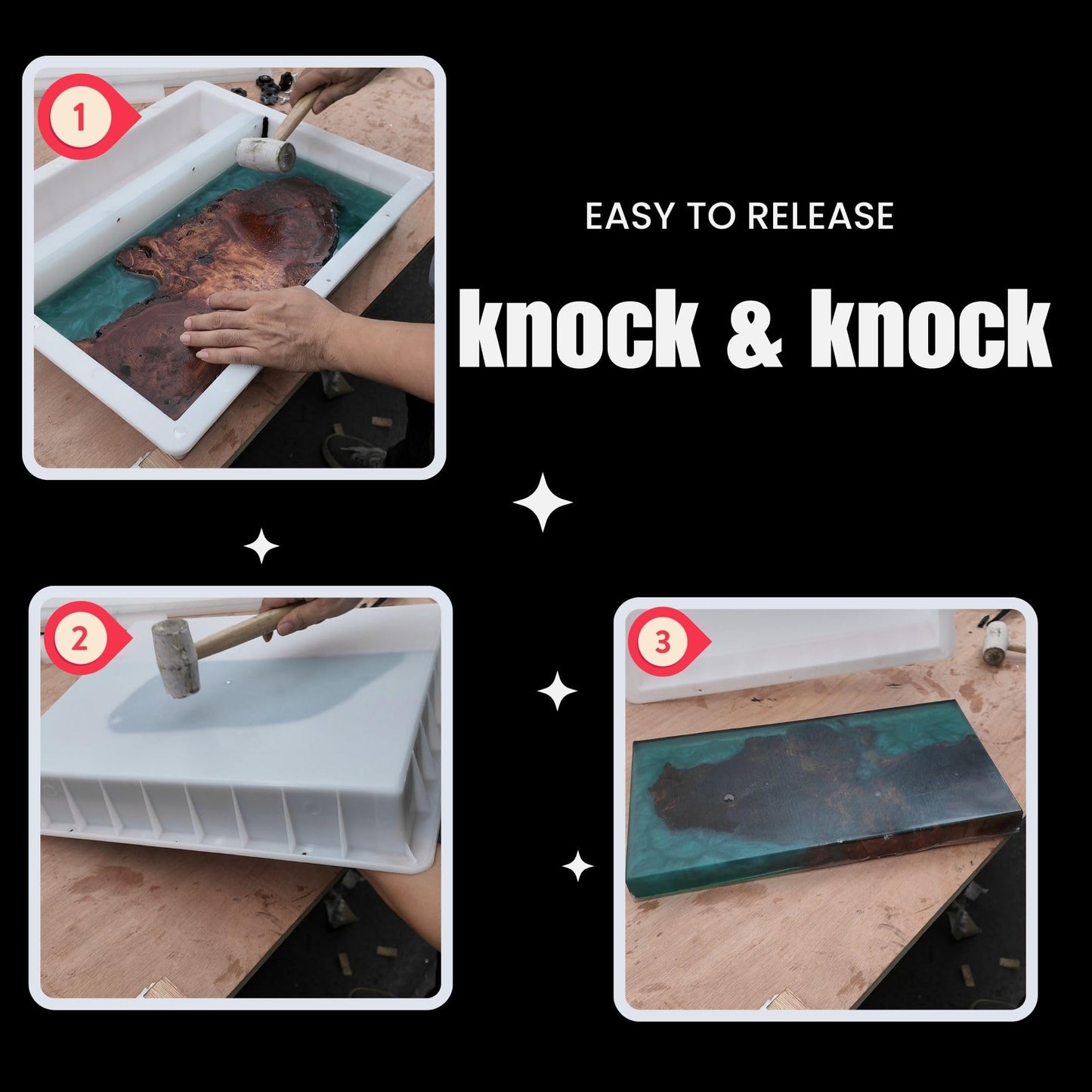 Kalinta Epoxy Mold with Divider Adjustable - 19x11x3 in No-Seal Large Resin Mold Integrated Clamping System - Perfect for Beginners & Experienced Artists Alike - Ideal for Creative Resin Art Projects