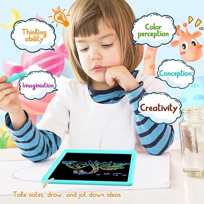 LCD Writing Tablet Doodle Board,10.5 inch Colorful Drawing Pad,Electronic Drawing Tablet, Drawing Pads,Travel Gifts for Kids Ages 3 4 5 6 7 8 Year Old Girls Boys (Blue)