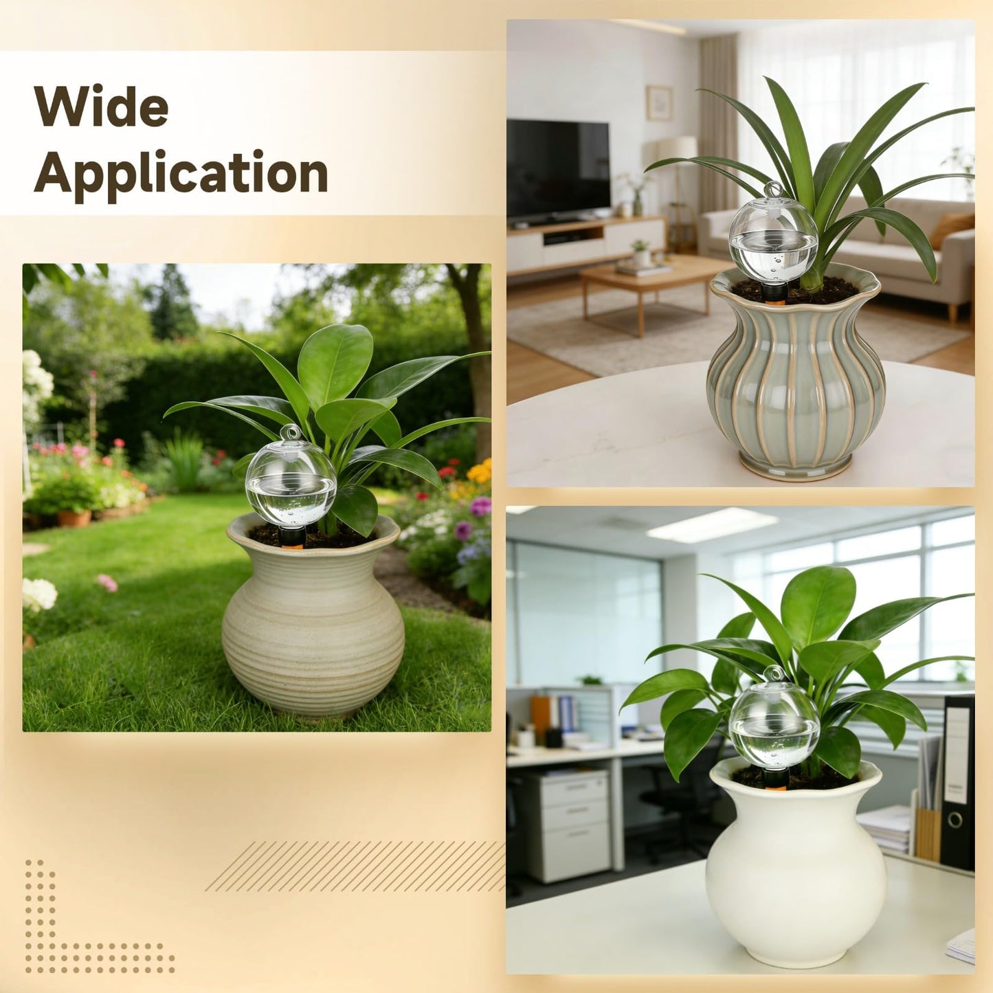 4 PCS Large Plant Self-Watering Globes, 16.9 oz Slow Release Watering Bulb with Ceramic Spike Stake, Top Fill Plastic Water Orbs, Automatic Irrigation Insert for Home Garden Office