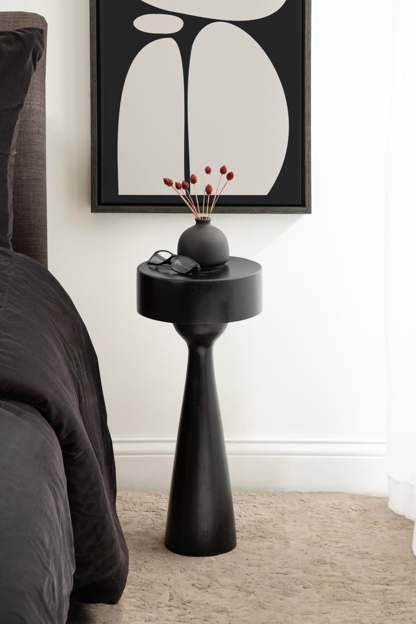 Kate and Laurel Solbrett Transitional Sophisticated Round Drink Table; 10 x 10 x 22; Natural Wood; Sculptural Bedroom Nightstand with Unique Pedestal Table Design for Use as Indoor Plant Stand