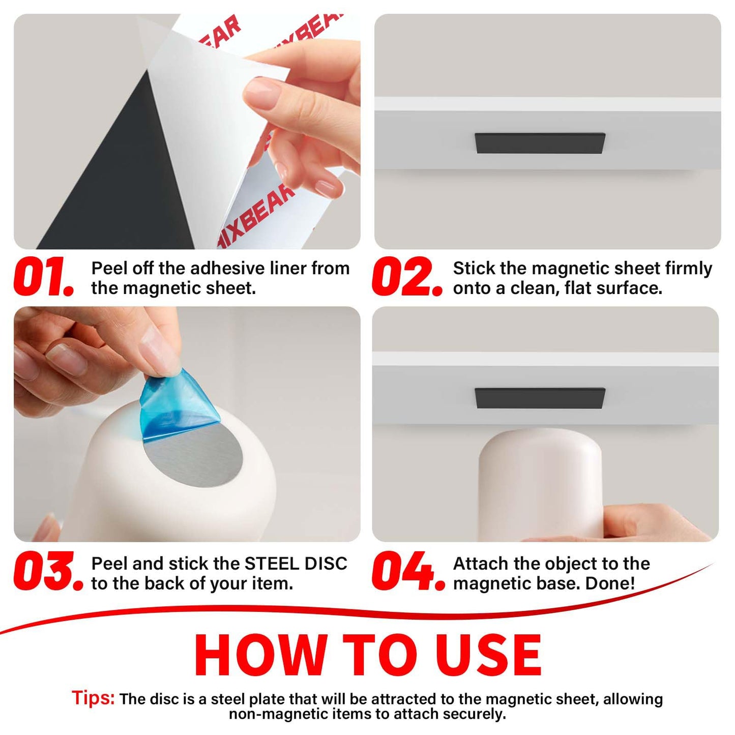 PHIXBEAR 80mil Strong Magnetic Sheet with Adhesive Backing, 8.28" x 11.7" High Magnetic Strength Ultra-Thick Flexible Rubber Magnets, Easy to Cut for Crafts,Fridge, Vehicle displays (1-Pack)