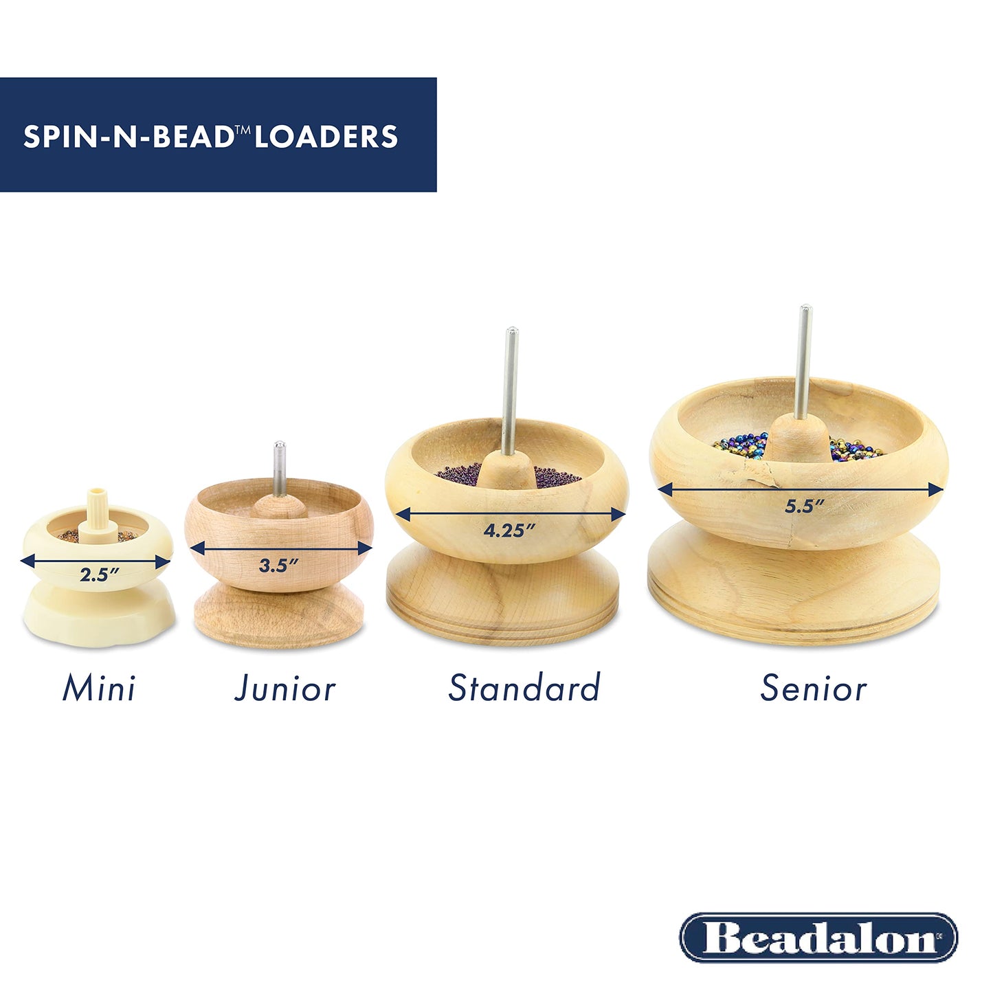 Beadalon Spin N Bead Spinner for Fast Stringing - Ideal for Beaders, Jewelry Makers & Designers - Wood Bowl with Big Eye Needle - Saves Time & Loads Seed Beads Efficiently