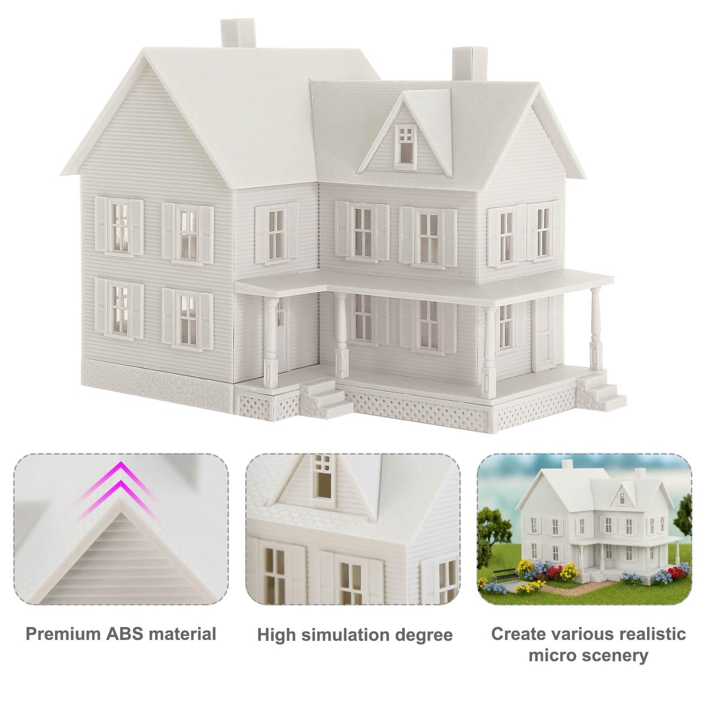 HO Scale Model Blank Village Two-Story House Kit Unassembled Christmas Building for Model Railroad (JZHO6871JJ)