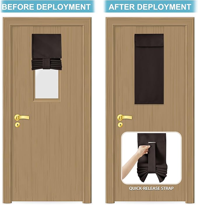 RYB HOME Classroom Door Window Cover, Blackout Shades for Classroom Windows and Doors Cover Lockdown Shades, Room Darkening Design Blocks Views, W 8 x L 36, 1 Panel, Brown