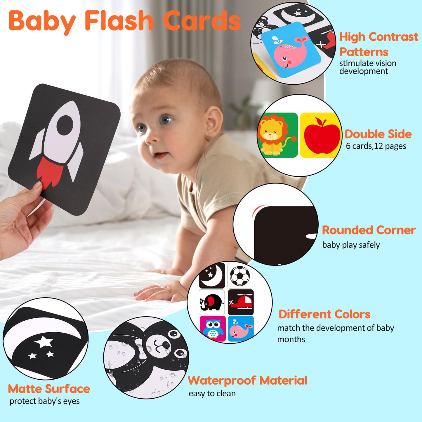 Melodyinn Baby Sensory Mirror Toys for 0-3-6-12 Months