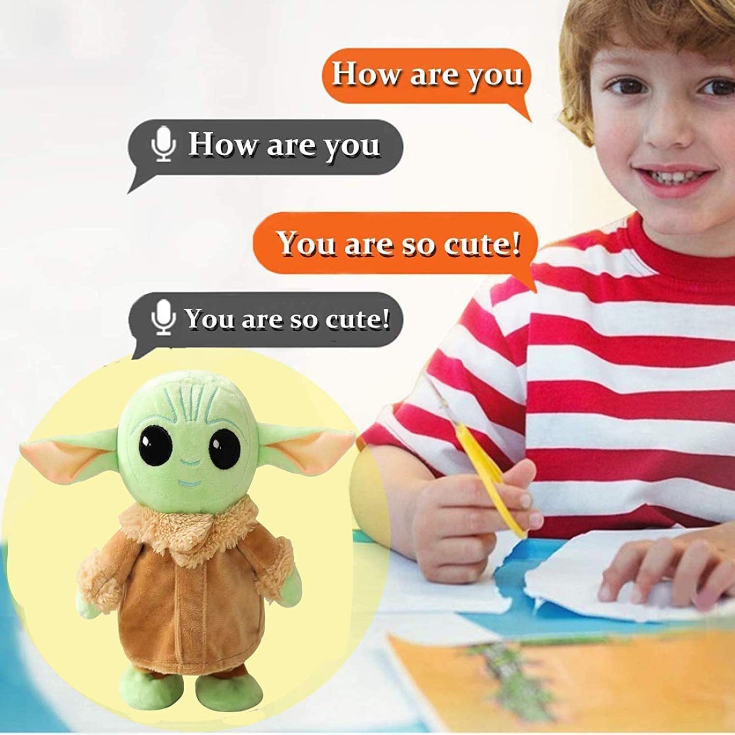 PAZATAO Talking Baby Yoda 7.8 Inch Walking, Talking, Interactive Plush Toy for Kids, Boys, Girls