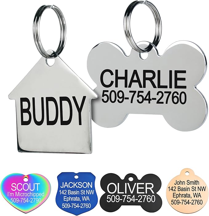 GoTags Stainless Steel Pet ID Tags, Personalized Dog Tags and Cat Tags