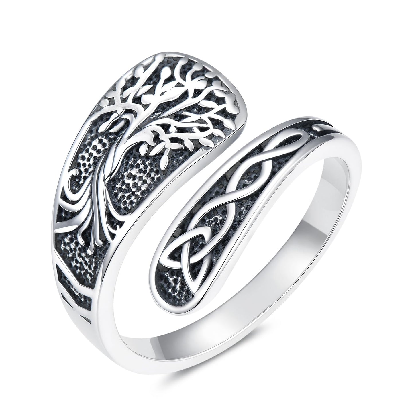 Midari Life of Tree Spoon Rings for Women 925 Sterling Silver Adjustable Vintage Celtic Life of Tree Ring Thumb Open Finger Rings Vintage Thumb Jewelry Gifts for Women Men Birthday Christmas Gifts