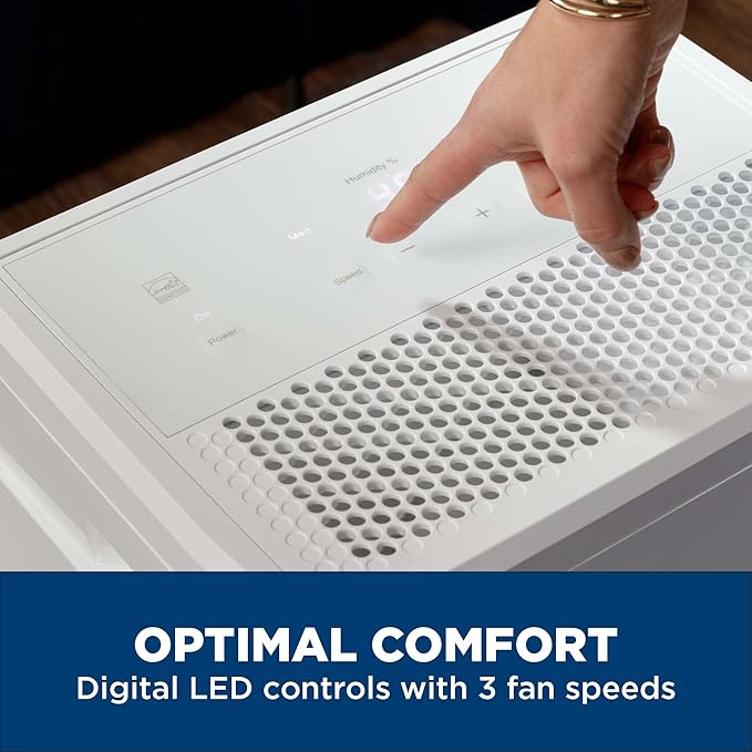 GE Energy Star Portable Dehumidifier 22 Pint, Perfect for Bedroom, Basement & Garage or Rooms up to 1500 Sq Ft, Ideal for High Humidity Areas, Complete with Empty Bucket Alarm & Clean Filter Alert