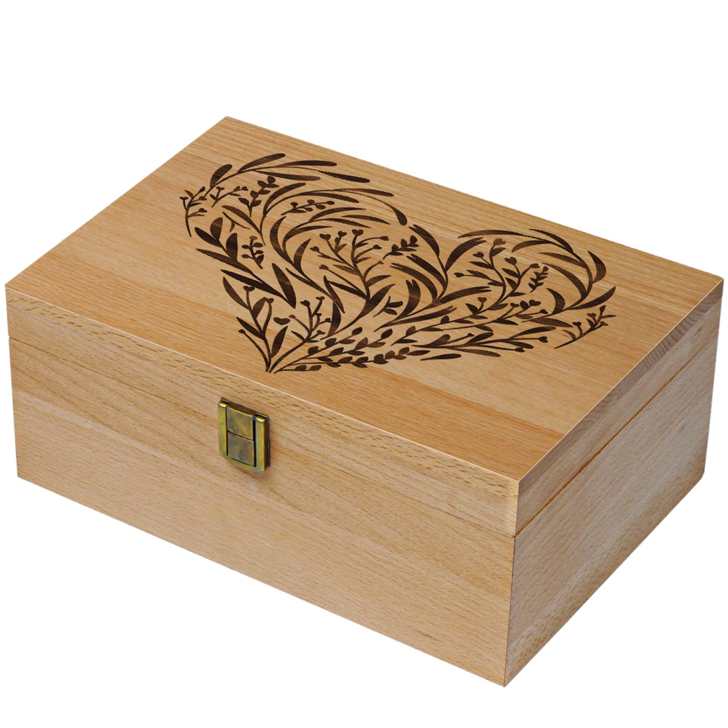 EXISTING Wooden Memory Keepsake Box, Floral Heart Engraved Large Keepsake Boxes with Lids, Memory Box Keepsakes Gift for Anniversary, Wedding, Memory, Birthday, Valentines Day, for Office or Home