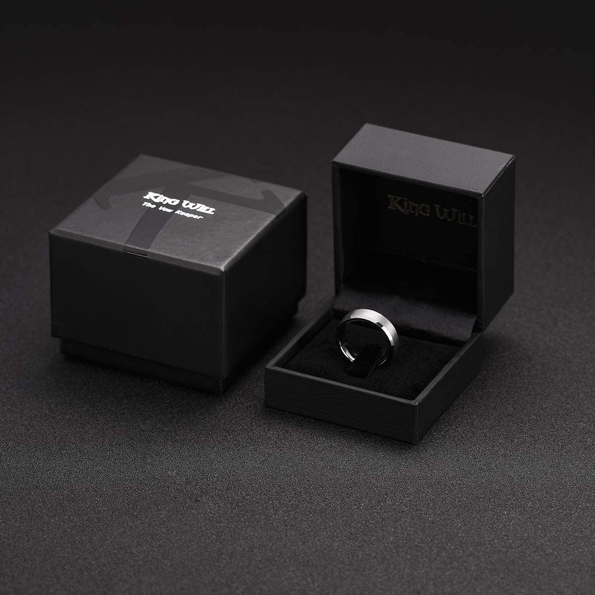 King Will 6mm Men's Silver Wedding Ring - Brushed Matte Surface, Beveled Polished Edge, Comfort Fit Size5