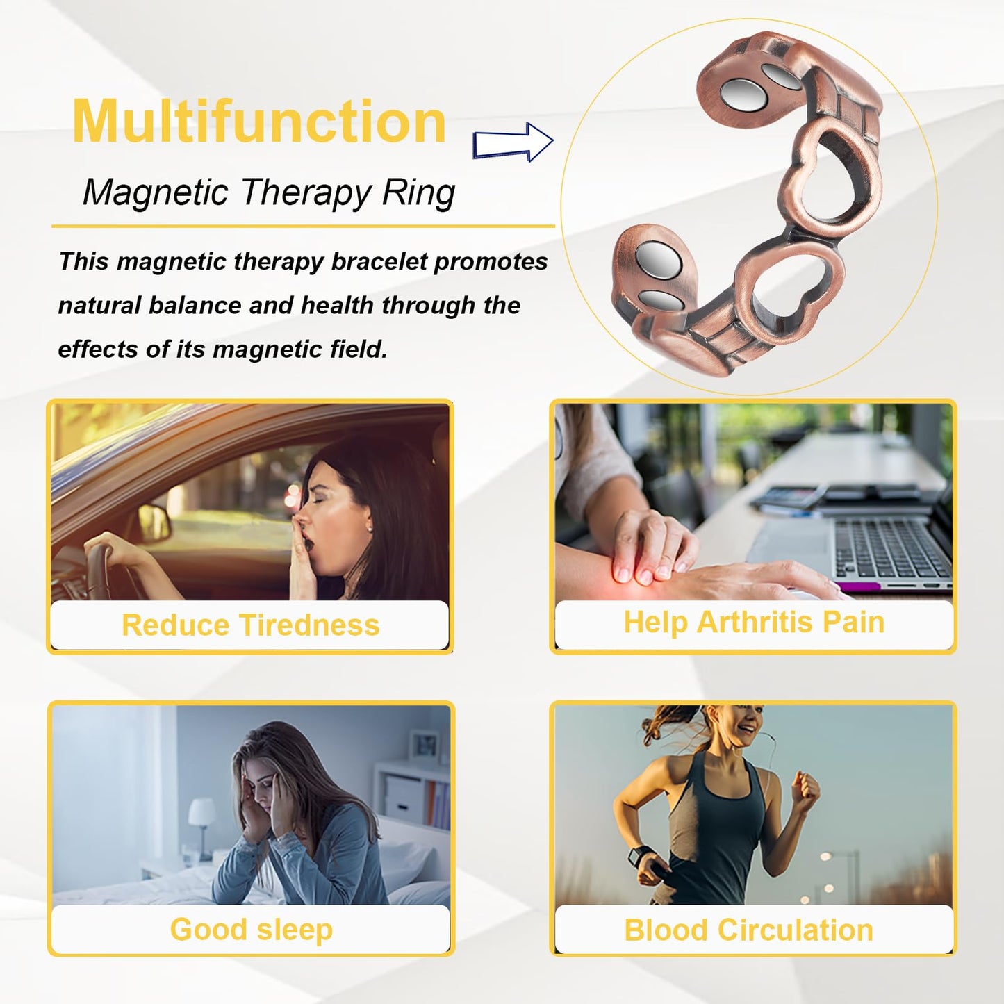 EnerMagiX Copper Ring for Women, 99% Pure Adjustable Heart Shape Magnetic Rings, Copper Jewelry(0086Q)