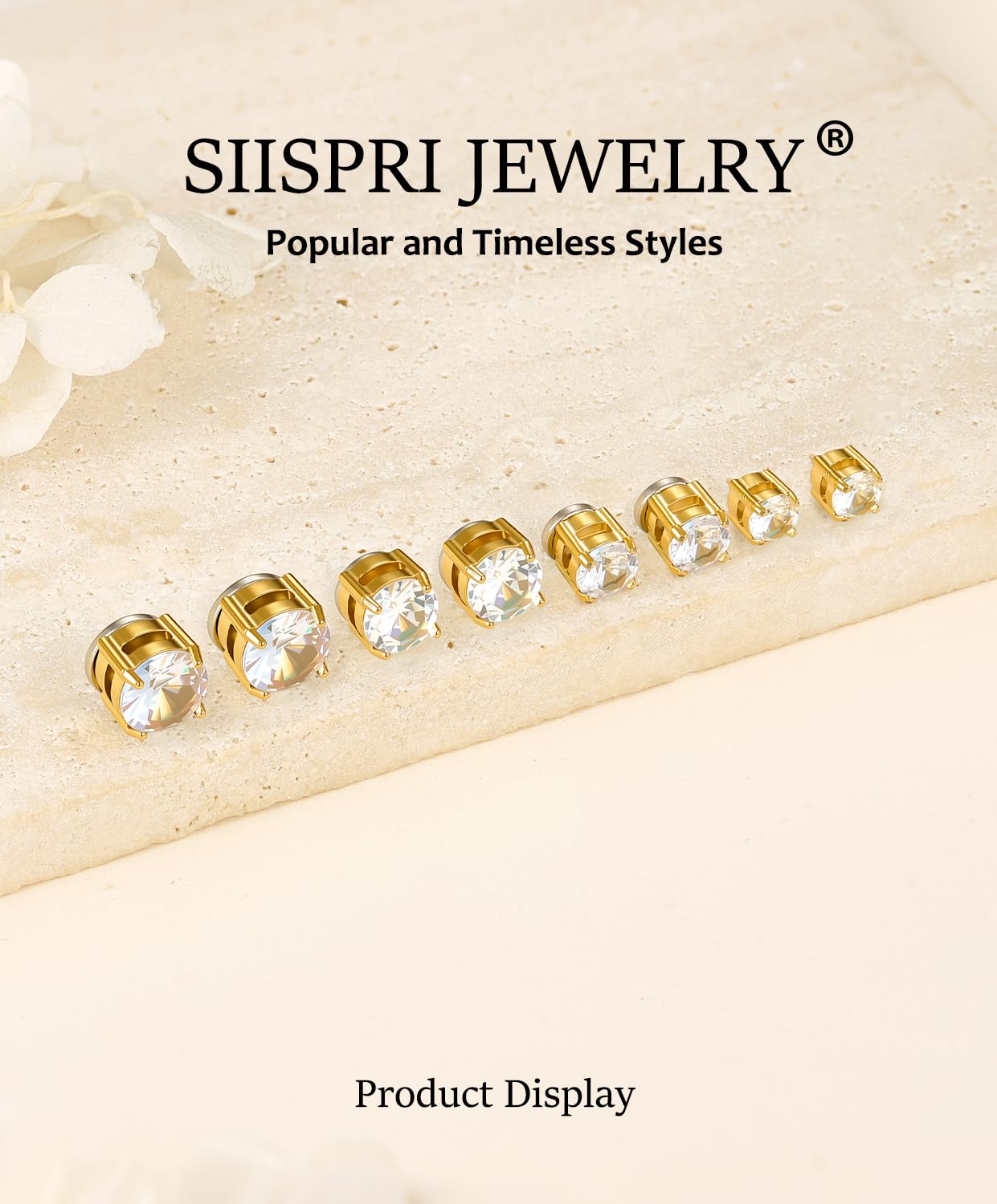 SIISPRI 4-7MM Magnetic Stud Earrings for Women Men Clip on Stud Earring Hypoallergenic Fake Earring Unisex Non Piercing Shiny Round CZ Halo Studs Diamond Earrings (Gold)