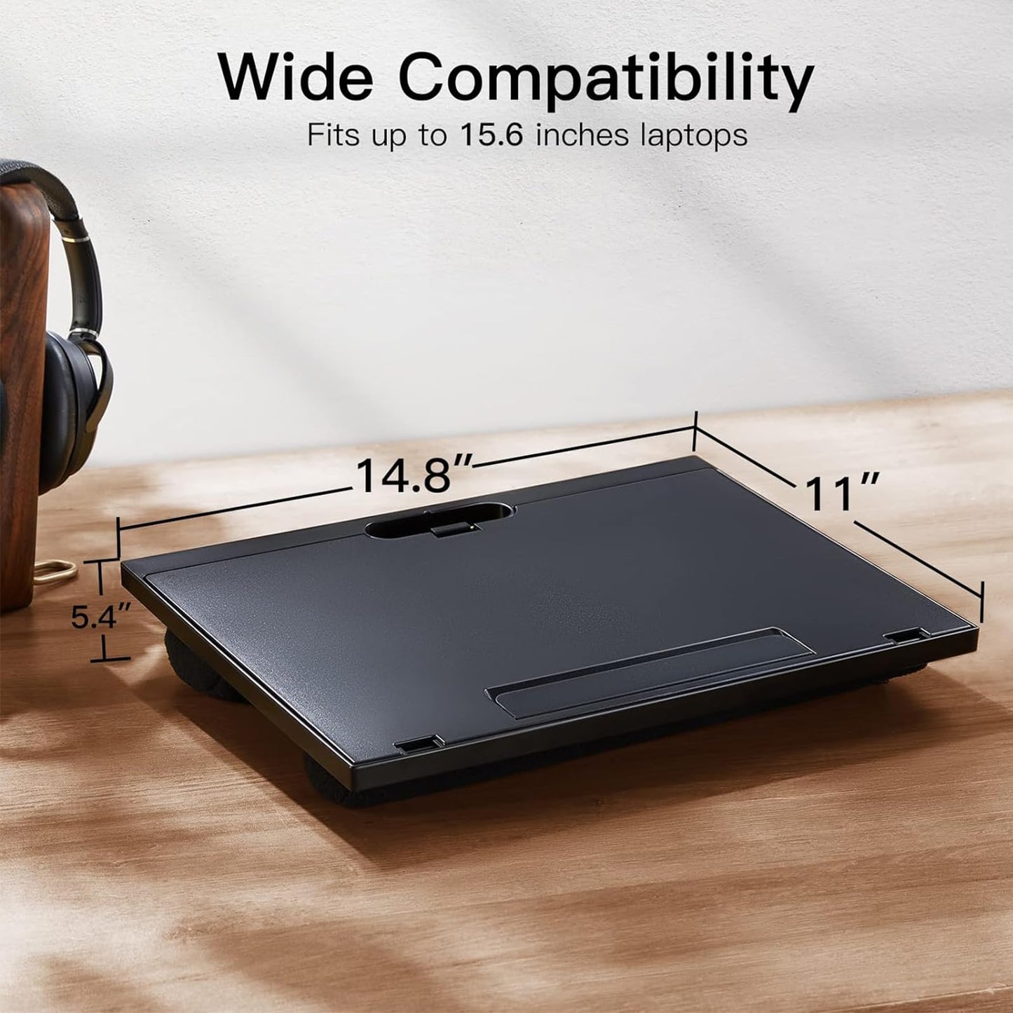 Adjustable Laptop Desk with 8 Angles - Cushioned Lap Desk for 15.6 Inch Laptops, Portable with Handle for Home & Office