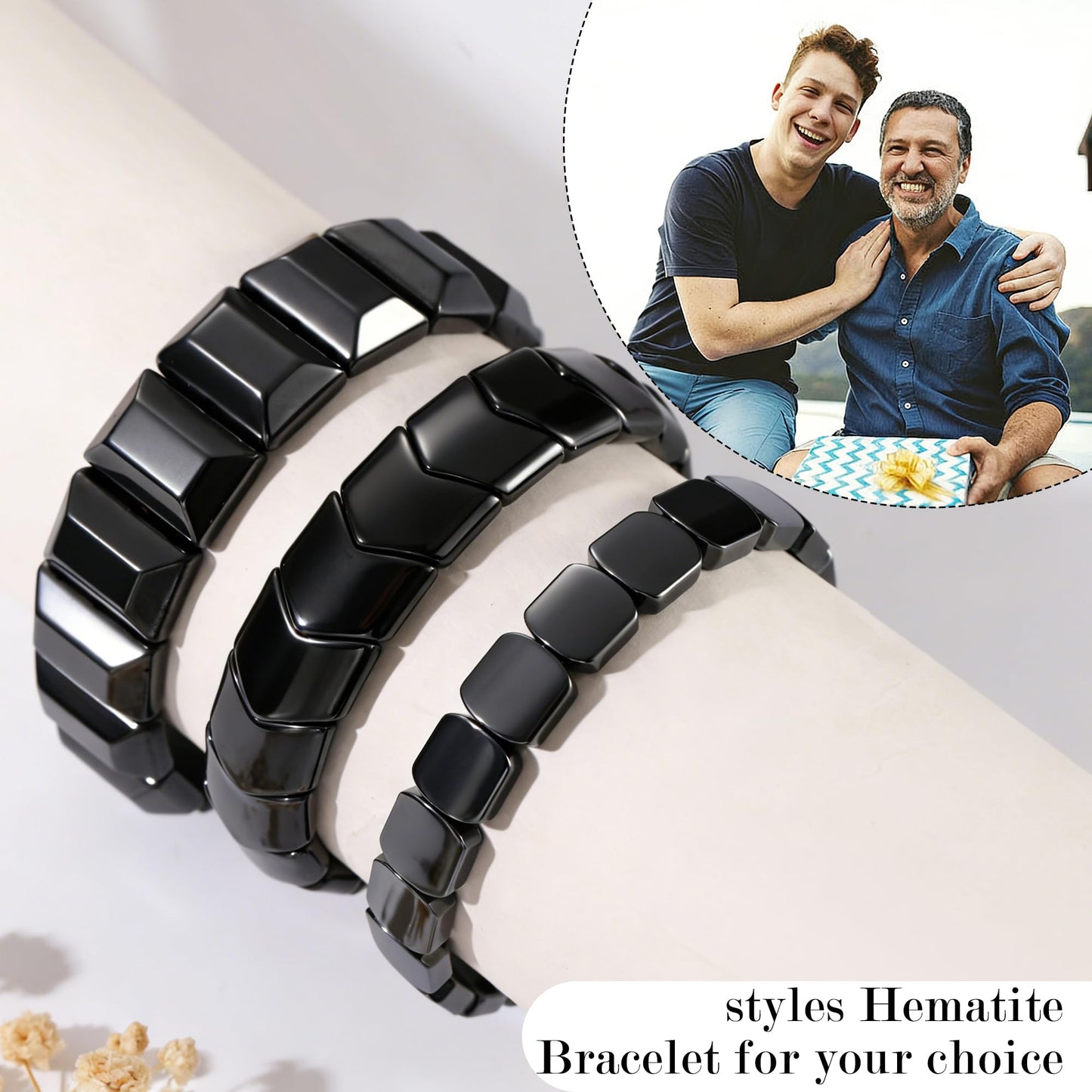 DONYUDE Unique Fathers Day Bracelet Gifts Hematite Bracelet for Men Heavy Arrowhead Hematite Bracelets for Dad Grandpa Reignites Masculine Energy Birthday Gift for Men Crystal Jewelry