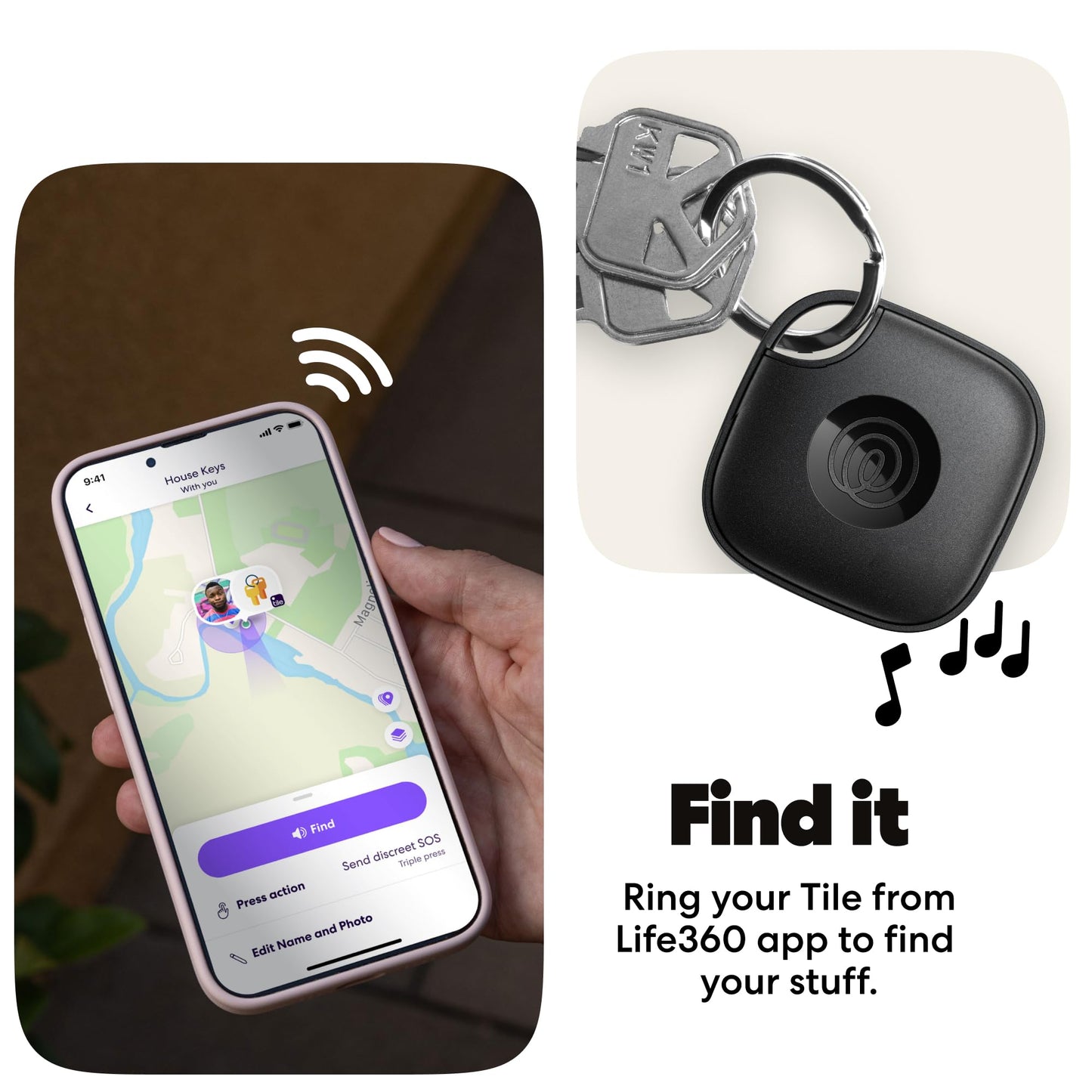 Life360 Tile - Bluetooth Tracker, Keys Finder and Item Locator for Keys, Bags and More. Phone Finder. Both iOS and Android Compatible. 2-Pack (Black/White)