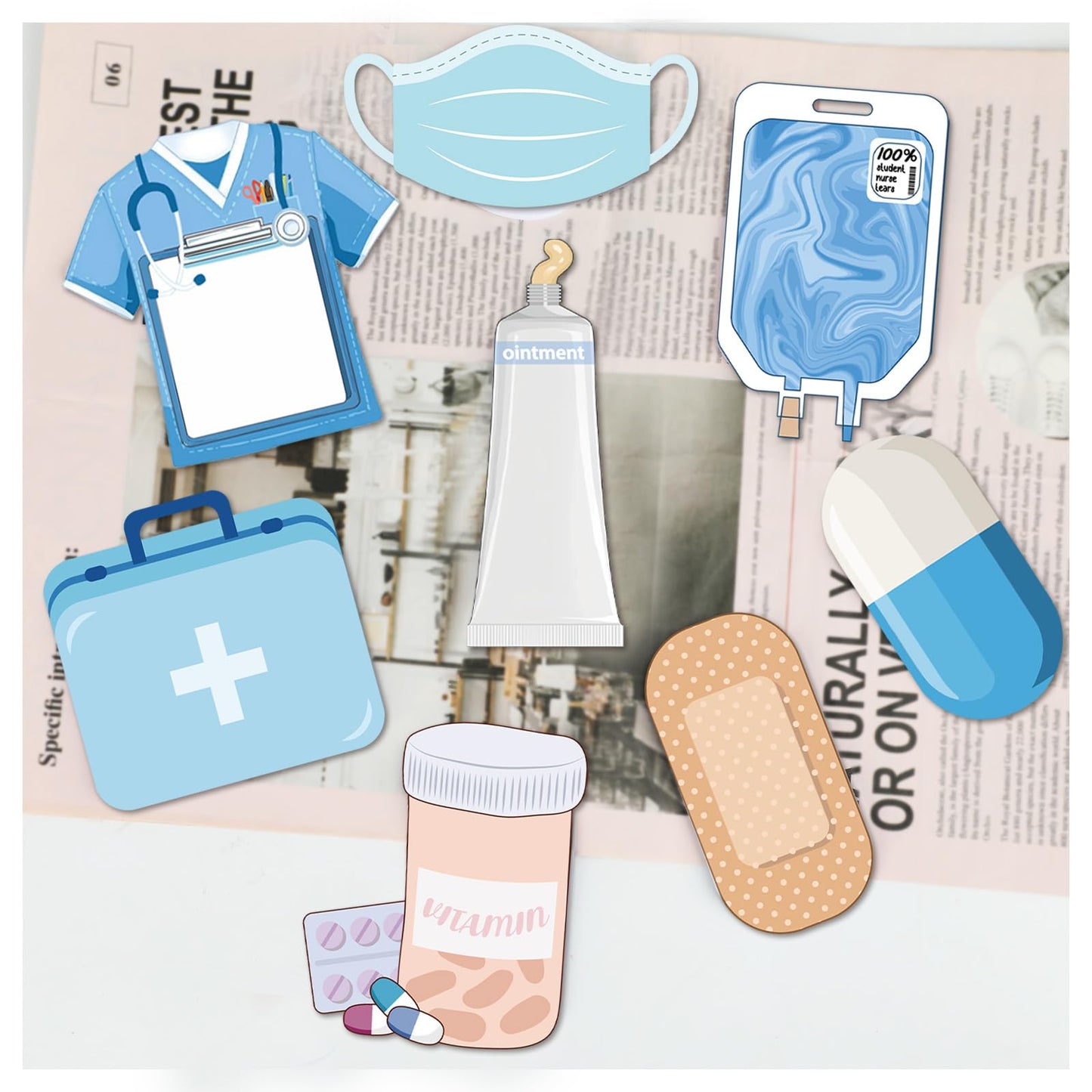 8Pcs Mini Funny Nurse Sticky Notes, Nursing Essentials Nurse Stationary Sticky Notes, Medical Themed Self Stick Note Pads for Hospital School Nurse Supplies (240 Sheets)