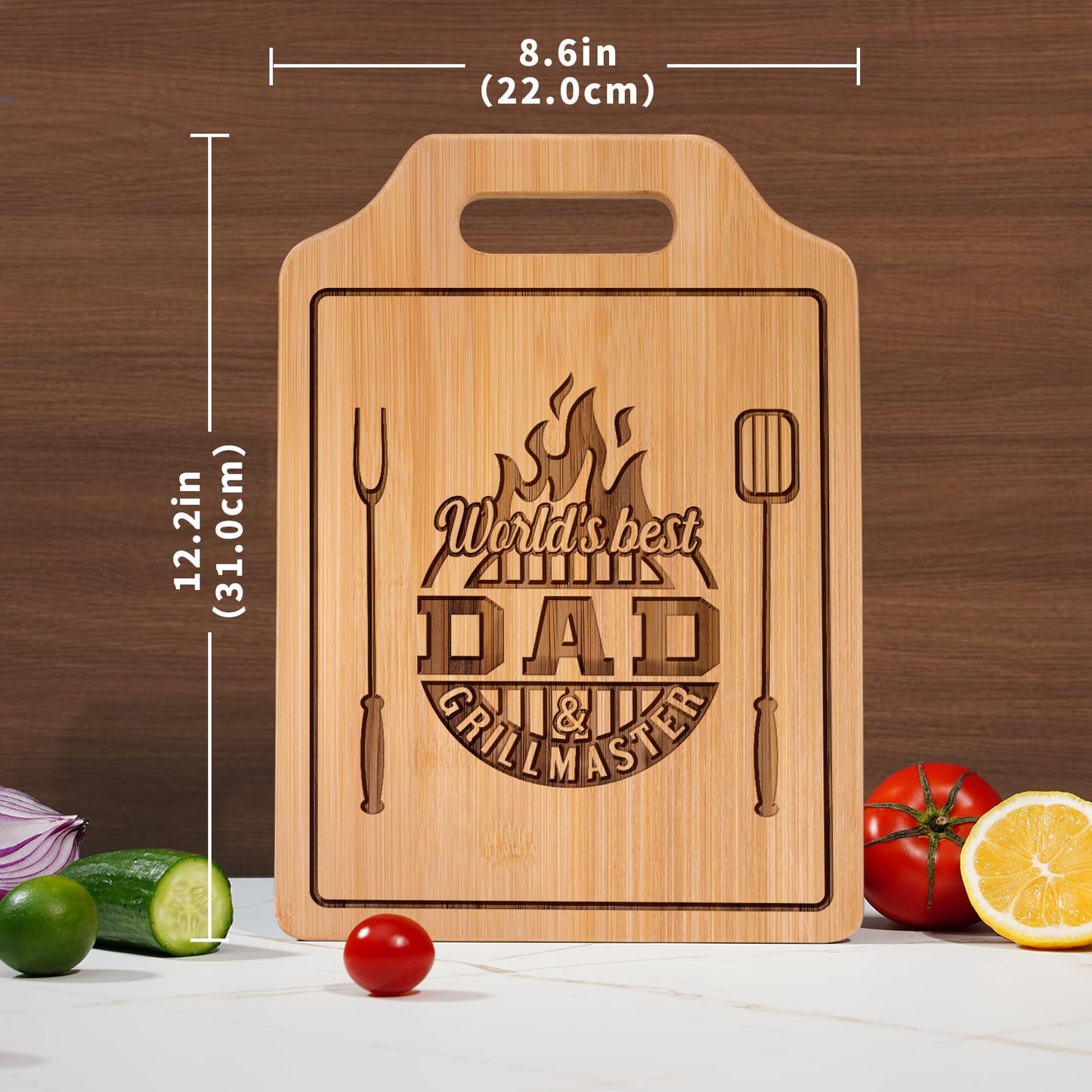 AceThrills Dad Gift for Dad Birthday Gift Who Wants Nothing from Daughter Son - Engraved Bamboo Cutting Board 12.3"L x 8.7"W x 0.4"Th