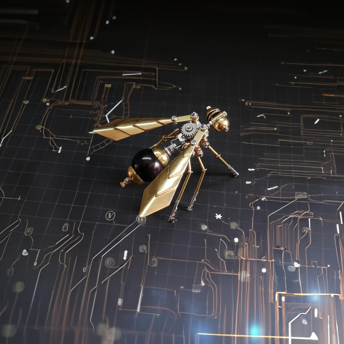 3D Metal Insect Hornet Model Kit, Steampunk Bug Mechanical 3D Puzzle Assembly,DIY Pprojects Metal Building Hobby Kits,Making Kit Arts and Crafts Cool for Birthday(Hornet)