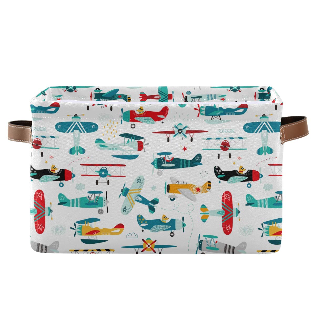 Storage Basket Cube Cartoon Airplane Helicopter Large Collapsible Toys Storage Box Bin Laundry Organizer for Closet Shelf Nursery Kids Bedroom,15x11x9.5 in,1 Pack