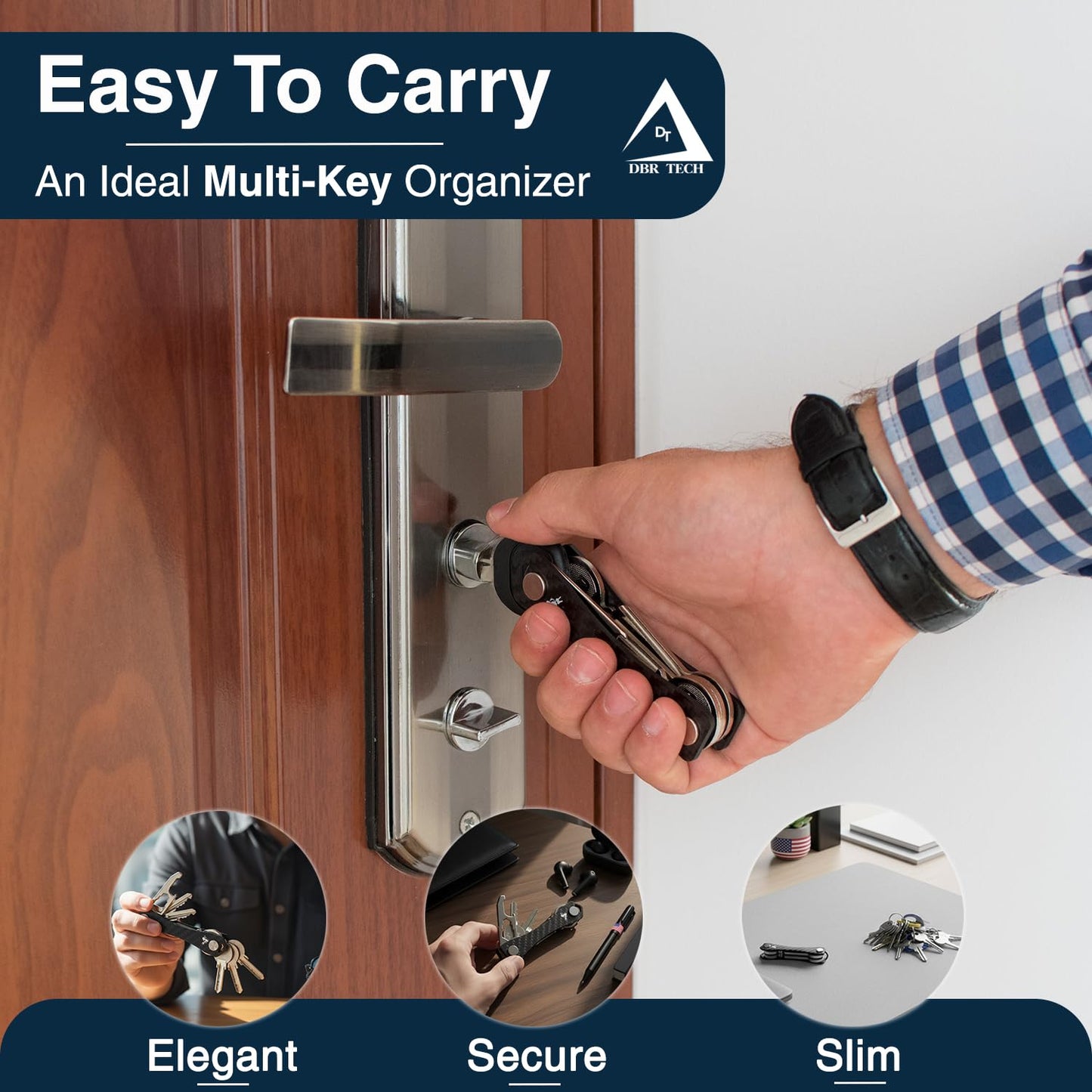 Carbon Fiber Compact Key Holder, Premium Smart Key Organizer Keychain (4-20 Slots), Heavy Duty Minimalist Multikey Folding Pocket Keyholder, Durable Locking Mechanism, Slick Slim Quiet Profile