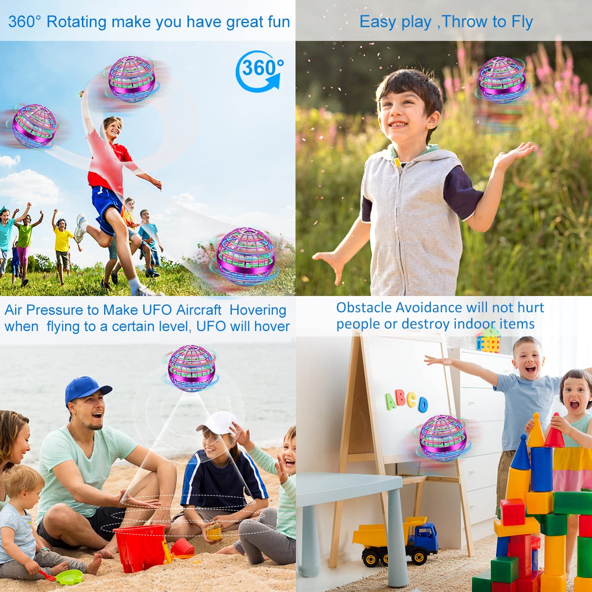 Flying Orb Ball Toys, Hand Controlled Flying Orb Magic Ball, RGB Led Lights Spinner, Drone Cool Toys Gift for 6 7 8 9 10 11 12+ Years Old Boy Girls Birthday 2-Pack