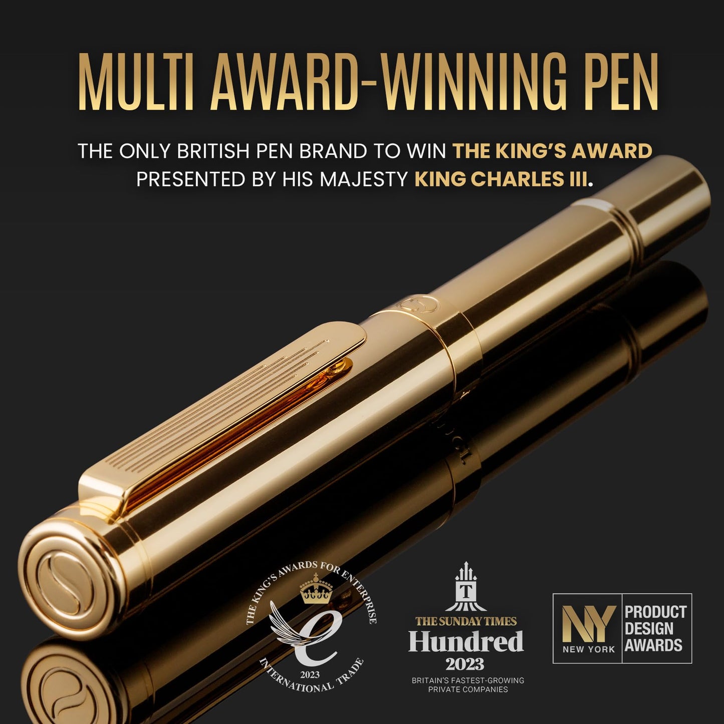 Scriveiner Heavy Gold Rollerball Pen, Award Winning Luxury Pocket Pen with gold plating Finish, German Schmidt Refill, Best EDC Writing Gift Set for Men & Women, Nice Fancy