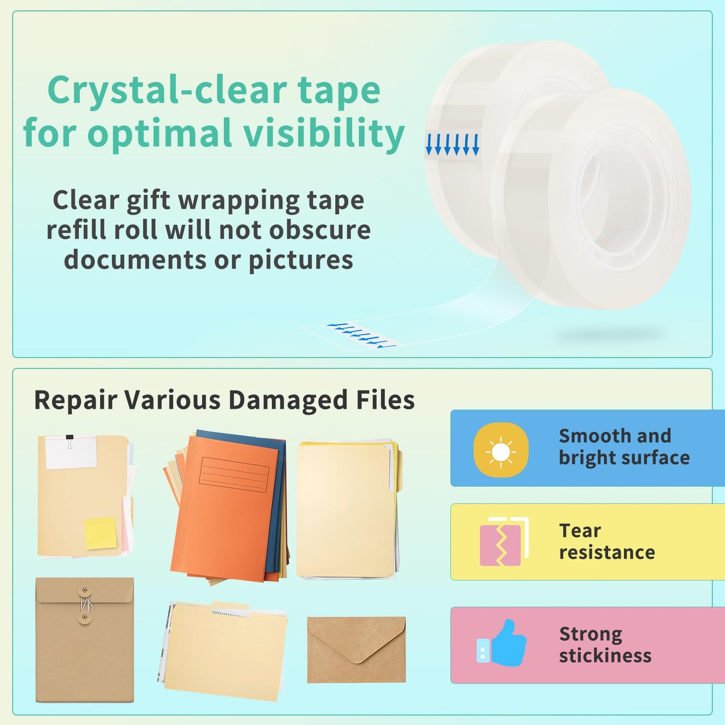 OWLKELA 24 Rolls Transparent Tape Refills, Clear Tape, All-Purpose Transparent Glossy Tape for Office, Home, School
