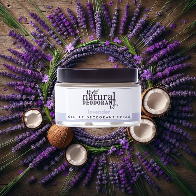 The Natural Deodorant Co, Gentle Deodorant Cream Lavender 55g, Aluminium Free, Plastic Free, Sensitive Skin