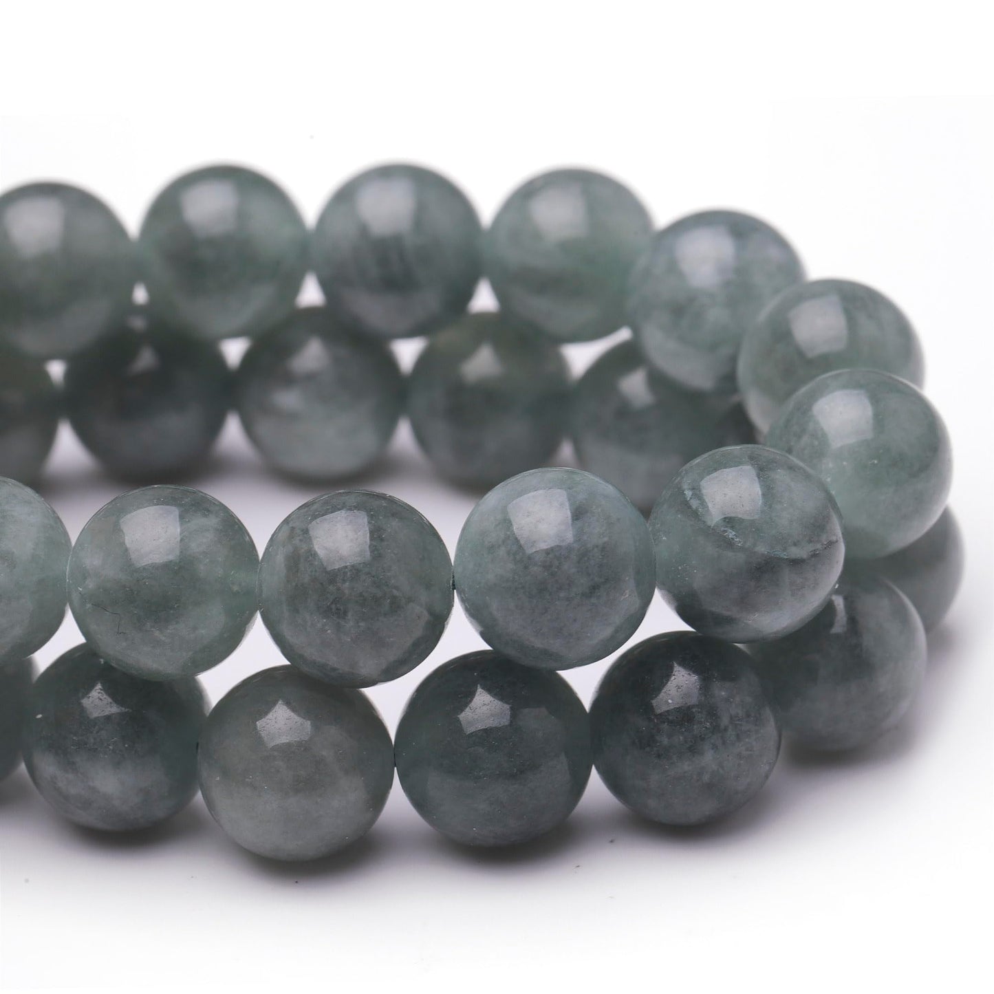 Chicager Natural Jade Beads for Jewelry Making,8mm Blue Jadeite Polished Smooth Round Gemstone Beads for Bracelet Necklace 15 Inch