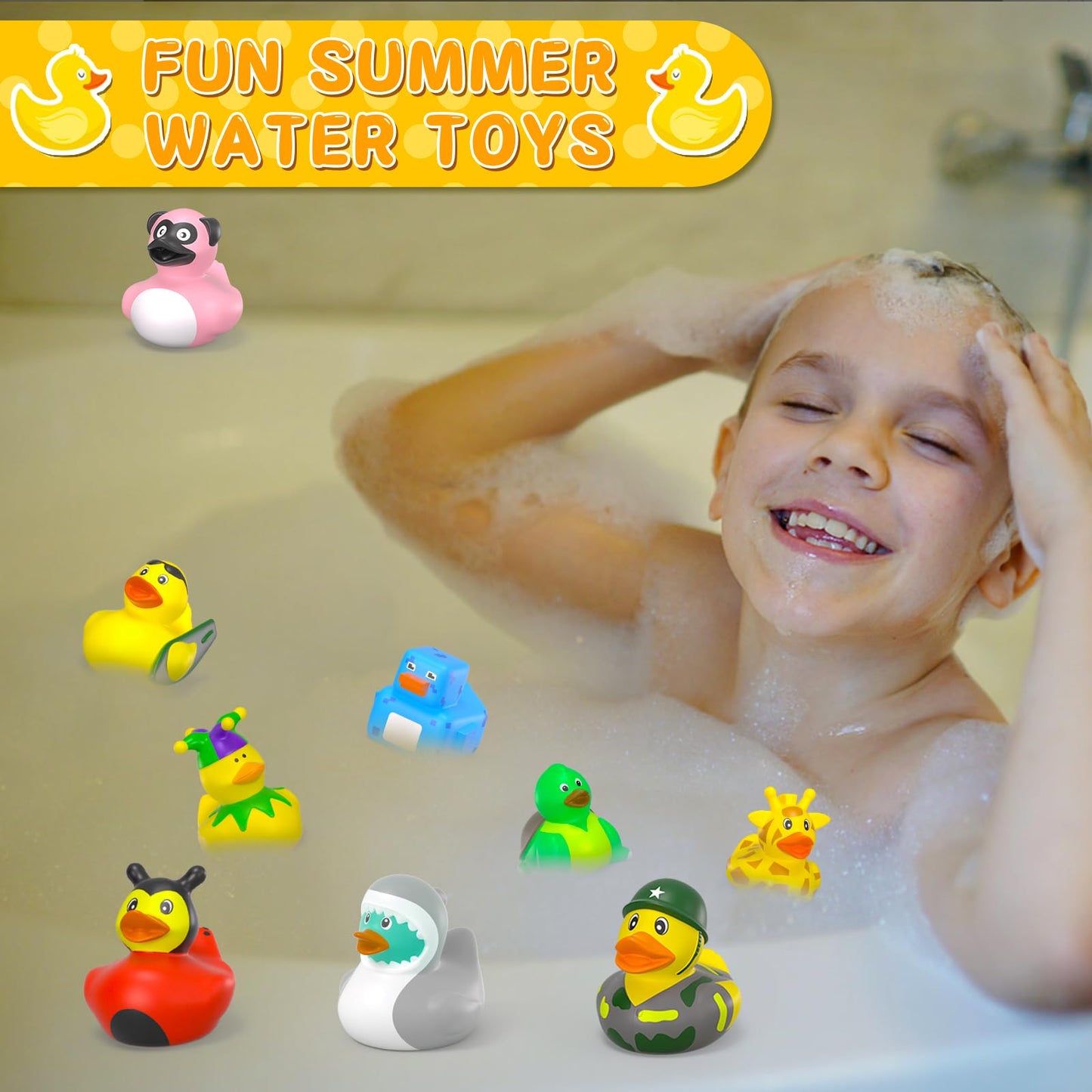 150 Pcs Rubber Ducks in Bulk,Car Ducks for Ducking,Mini Rubber Duckies for Toddler Baby Bath Toys