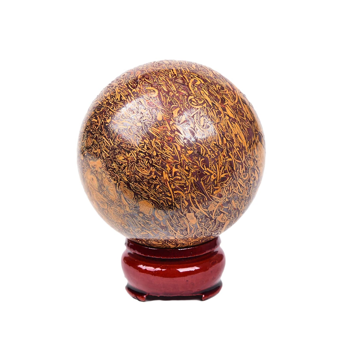 JIC Gem Healing Crystals Sphere Natural Golden Jade Crystal Ball Mineral Quartz Stone With Decorative Stand Home Decoration (70-80mm)