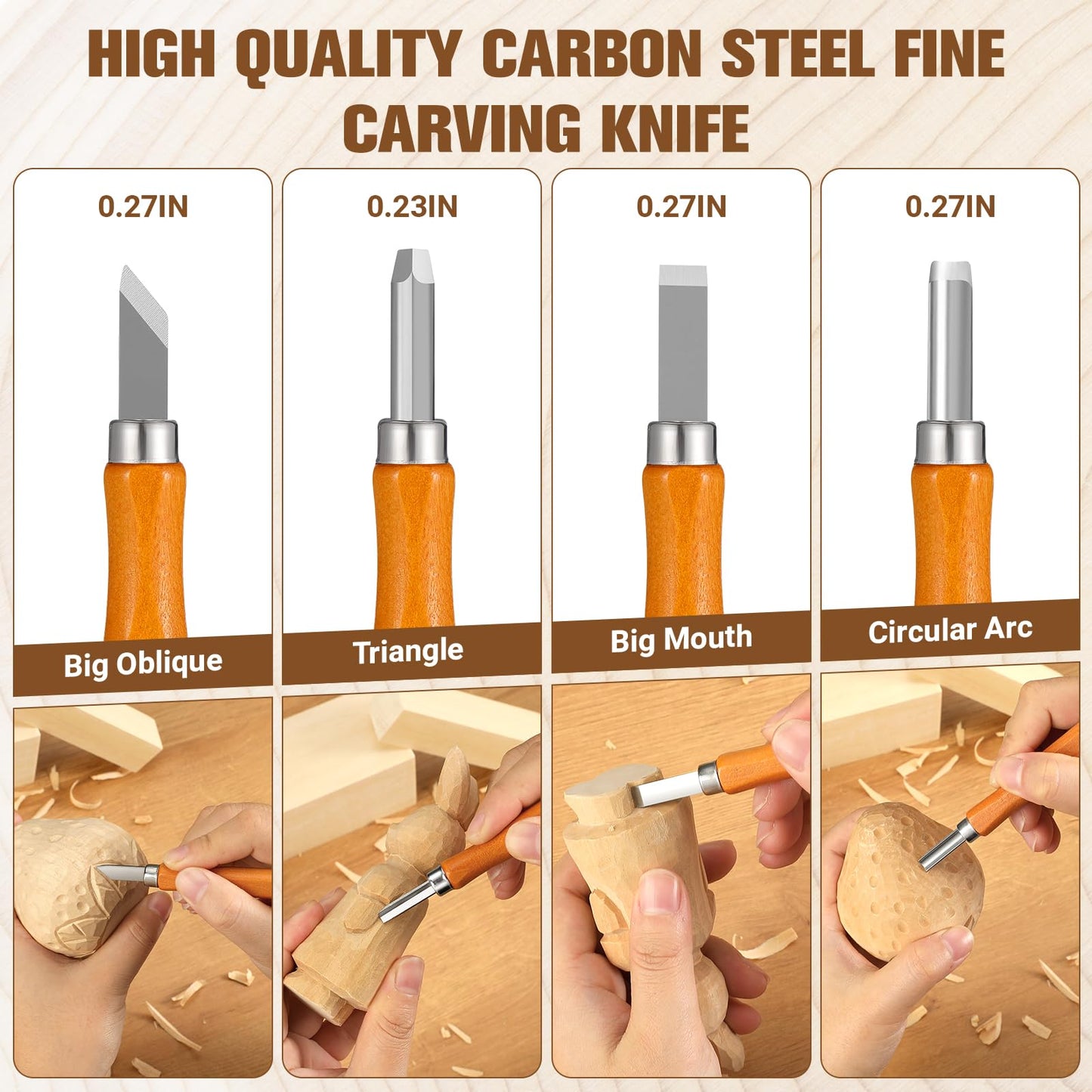 KINGBRO 20 PCS Wood Carving Kit for Beginners, Whittling Kit for Beginner and Kids, Wood Carving Tools with Safety Protection. 8 pcs Whittling Knife Wood Carving Set with 2 pcs Custom Sticker
