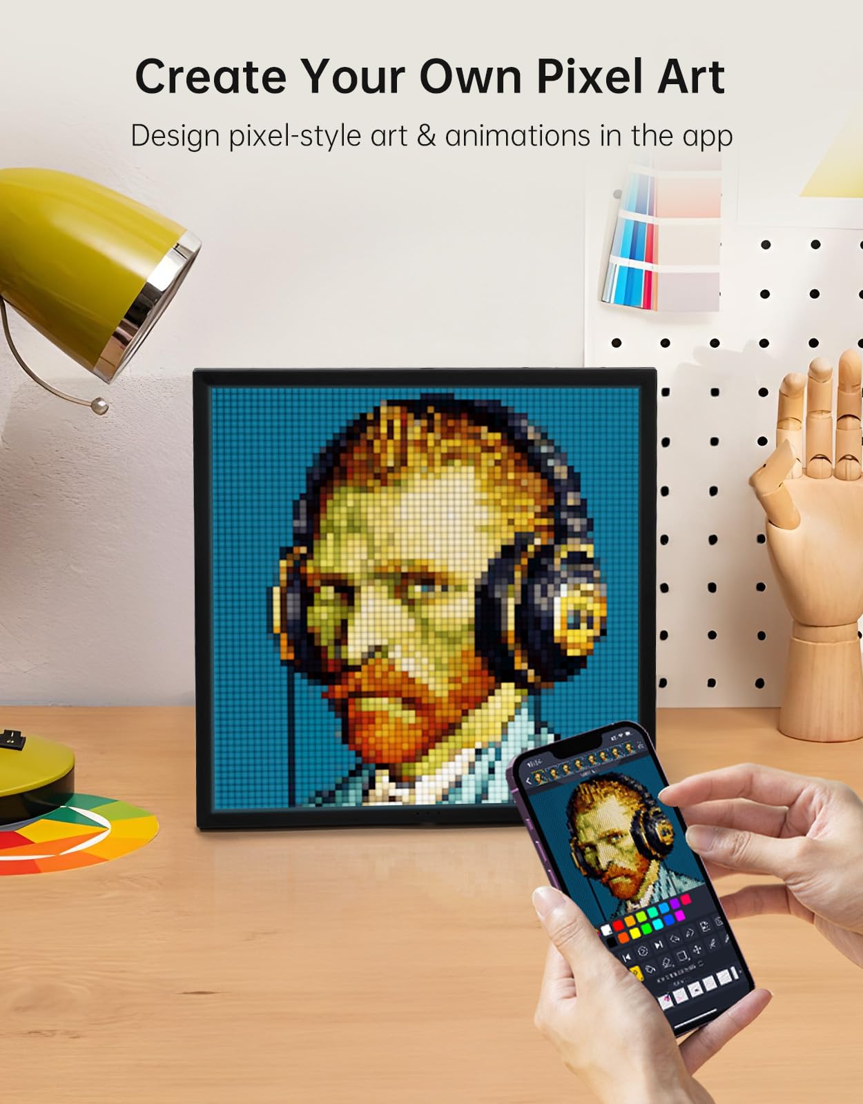 Divoom Pixoo-64 - WiFi Pixel Cloud Digital Frame with APP Control,64 X 64 LED Panel Display Frame for Gaming Room Decoration/Social Media Fans Counter