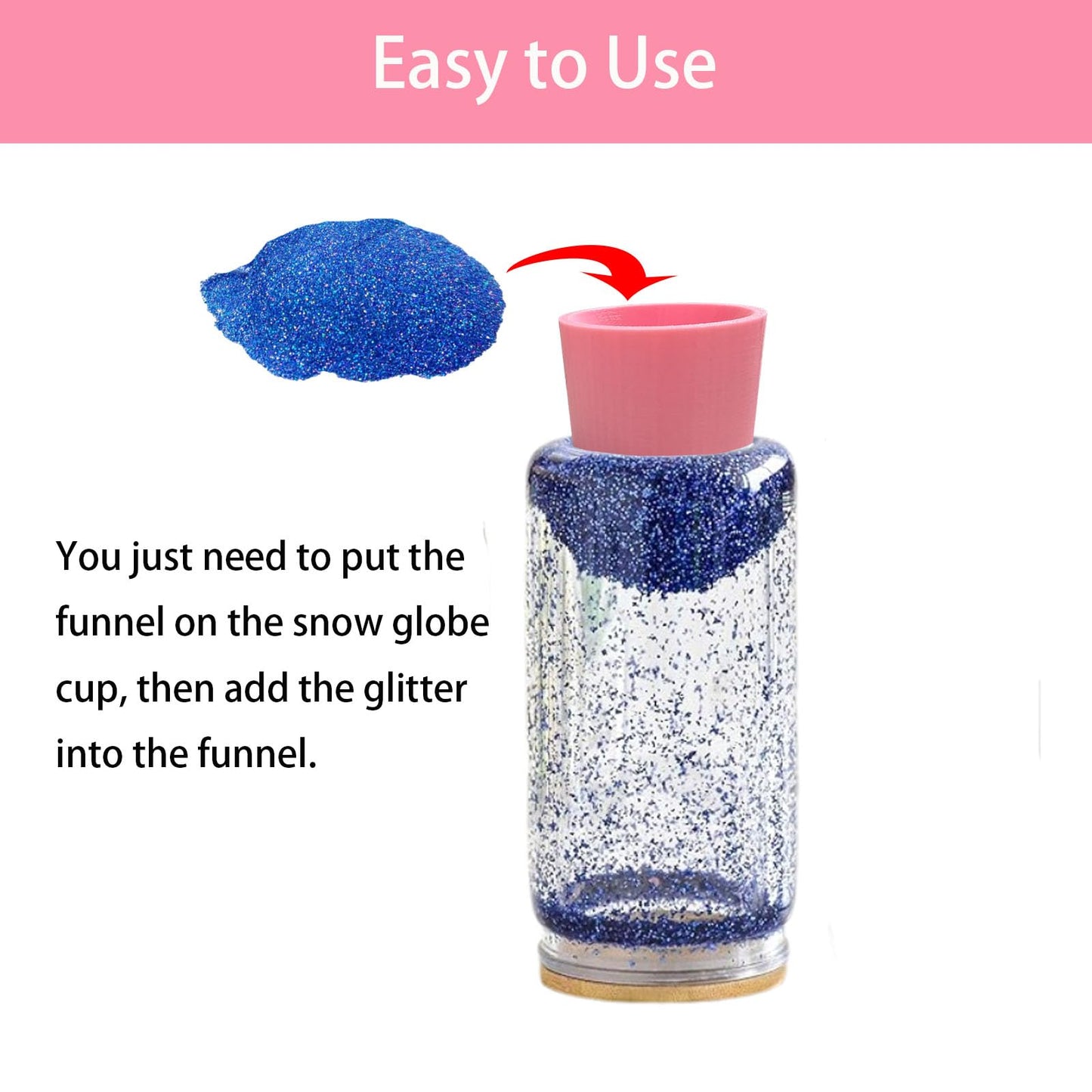 SPANSEE Upgraded Large Glitter Funnel for Snow Globe Tumblers, Funnel for Adding Glitter to Snowglobe Cups, DIY Glitter Cup Making Tools (Cups not Included)