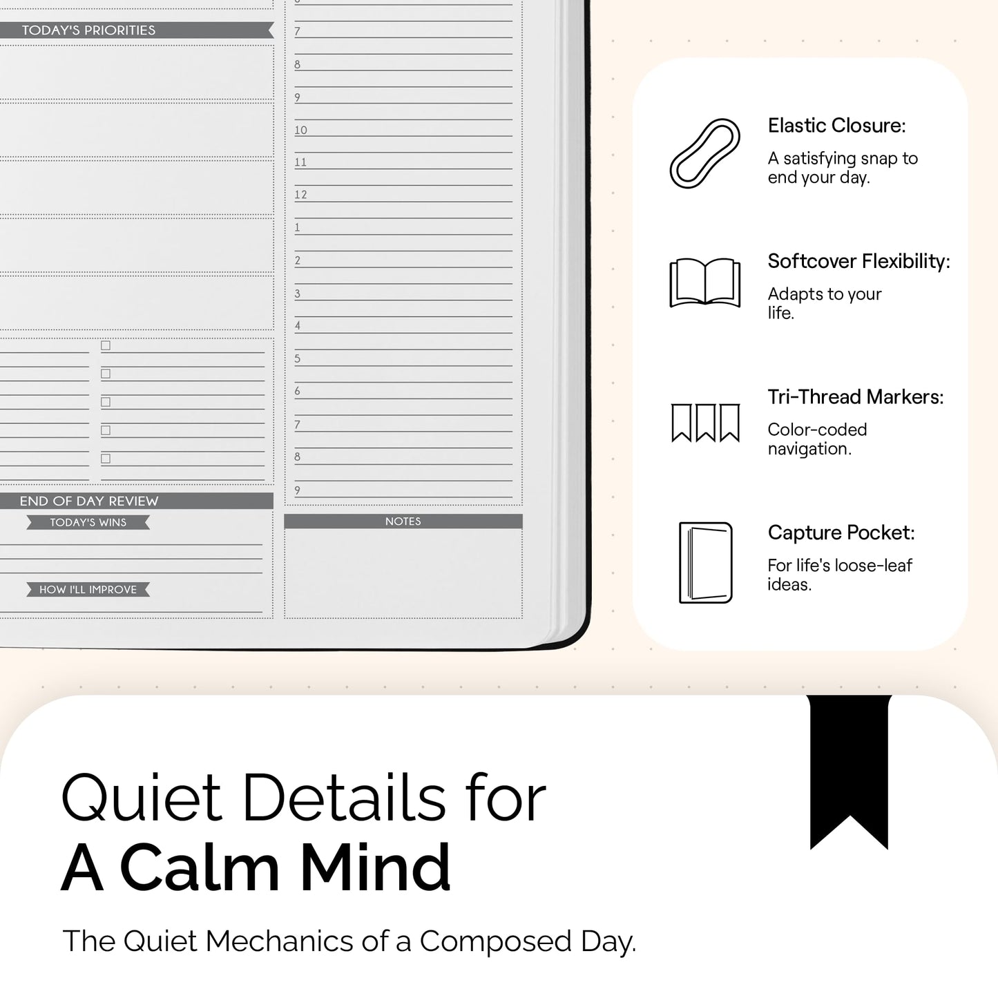 Panda Planner Pro A4 Daily Planner 2026 – 6 Month Large 8.5x11 Undated Academic & Productivity Planner with Daily, Weekly & Monthly Calendar, Work Planner, Goal Tracker, Habit Tracker & Personal Development Organizer – Black