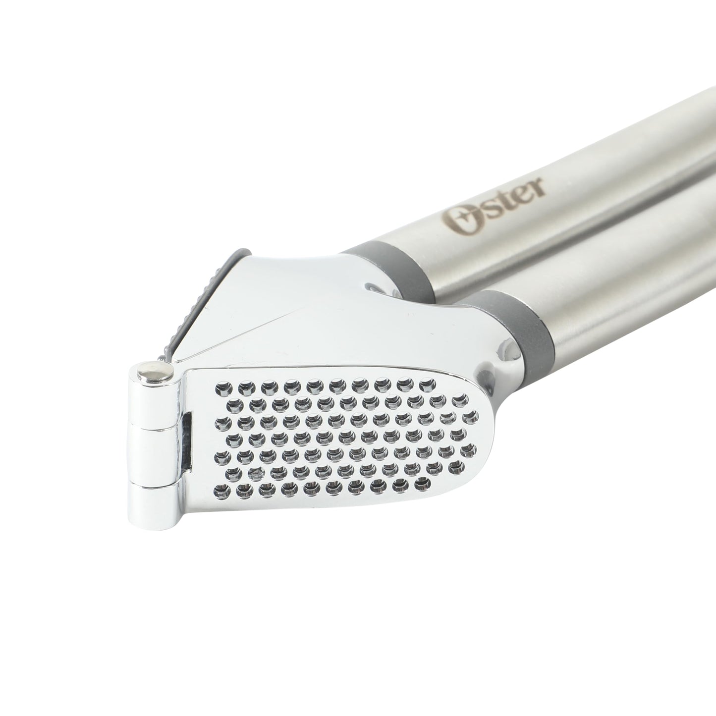 Oster Chadswyck 7.7” Garlic Press, Stainless Steel Garlic Mincer & Crusher, Easy Squeeze, Dishwasher Safe